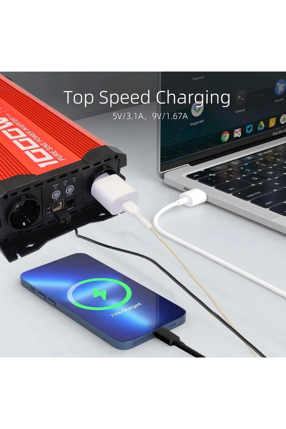 KBN1000 12V/220V 1000Watt Tam Sinüs Dönüştürücü İnvertör