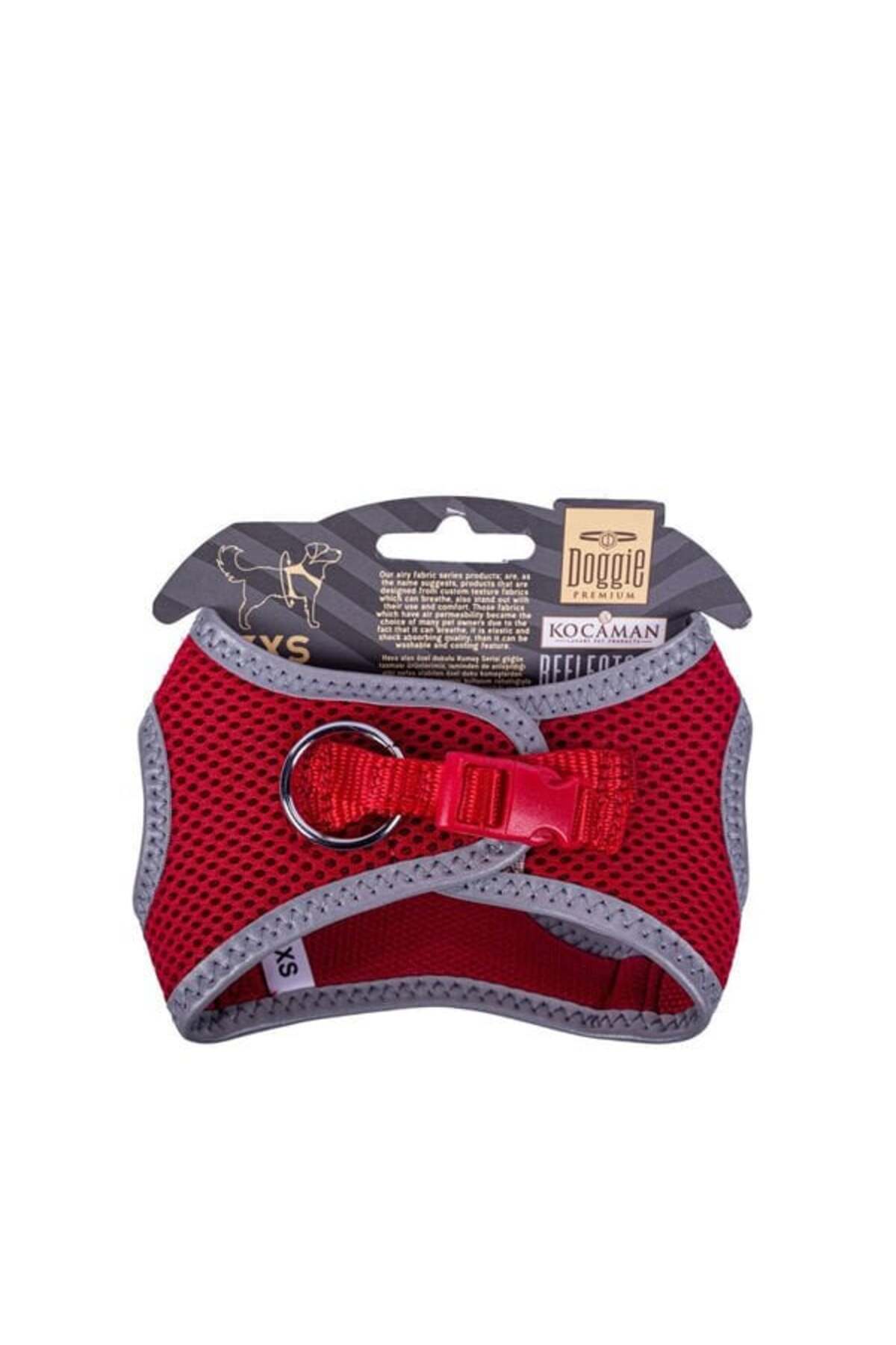 Doggie Havalı Dokuma Reflektör Küçük Irk Köpek Göğüs Tasması Xxxsmall Kırmızı 22-26 Cm