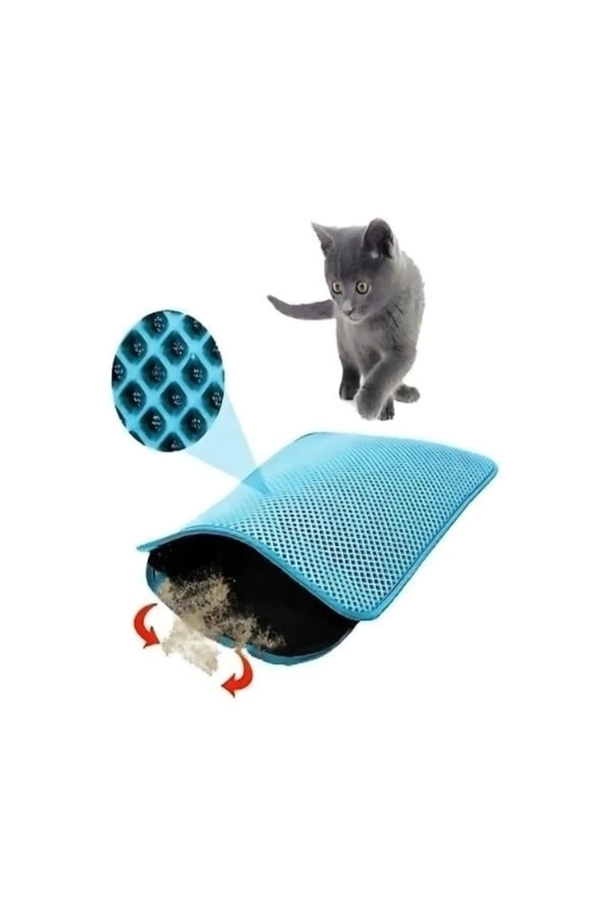 Petpretty Elekli Kedi Tuvaleti Paspası 50x60 Cm Turkuaz