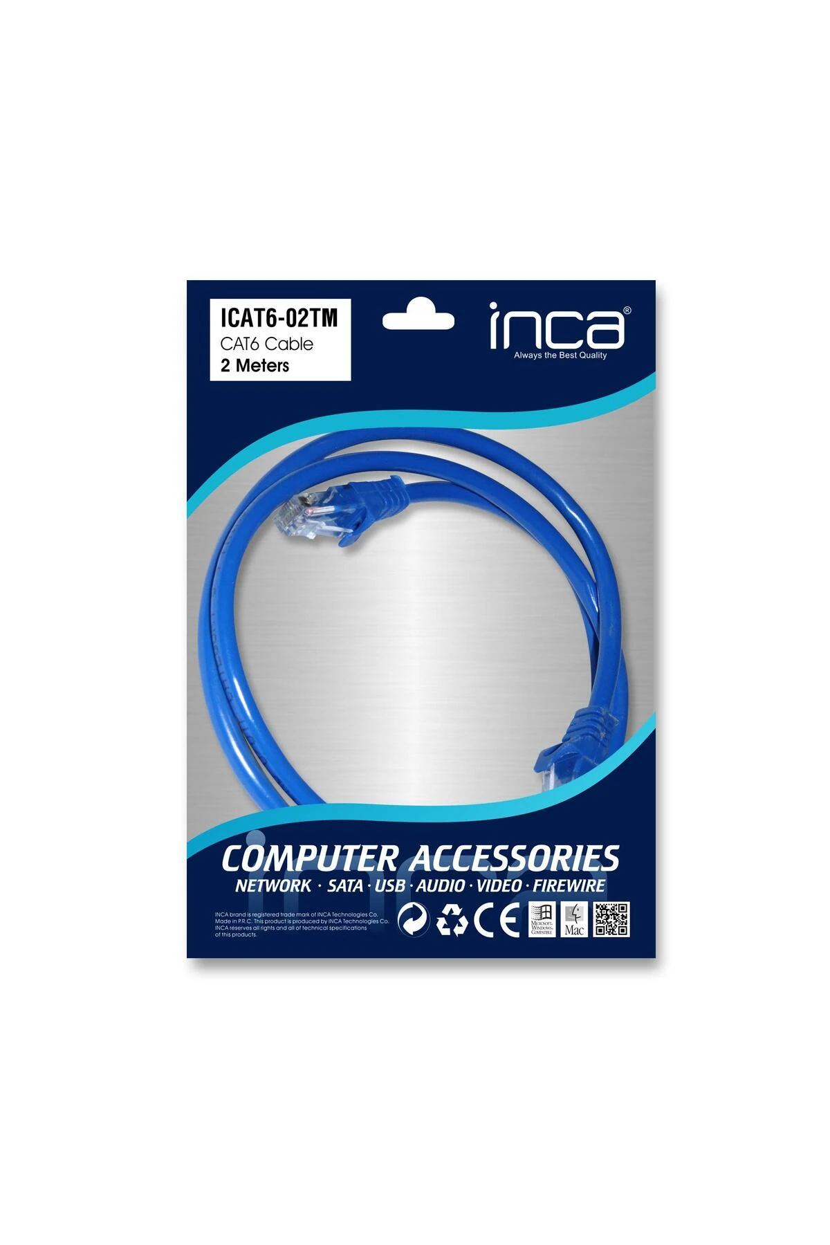 INCA ICAT6-02TM 2MT CAT6 UTP PATCH KABLO MAVİ