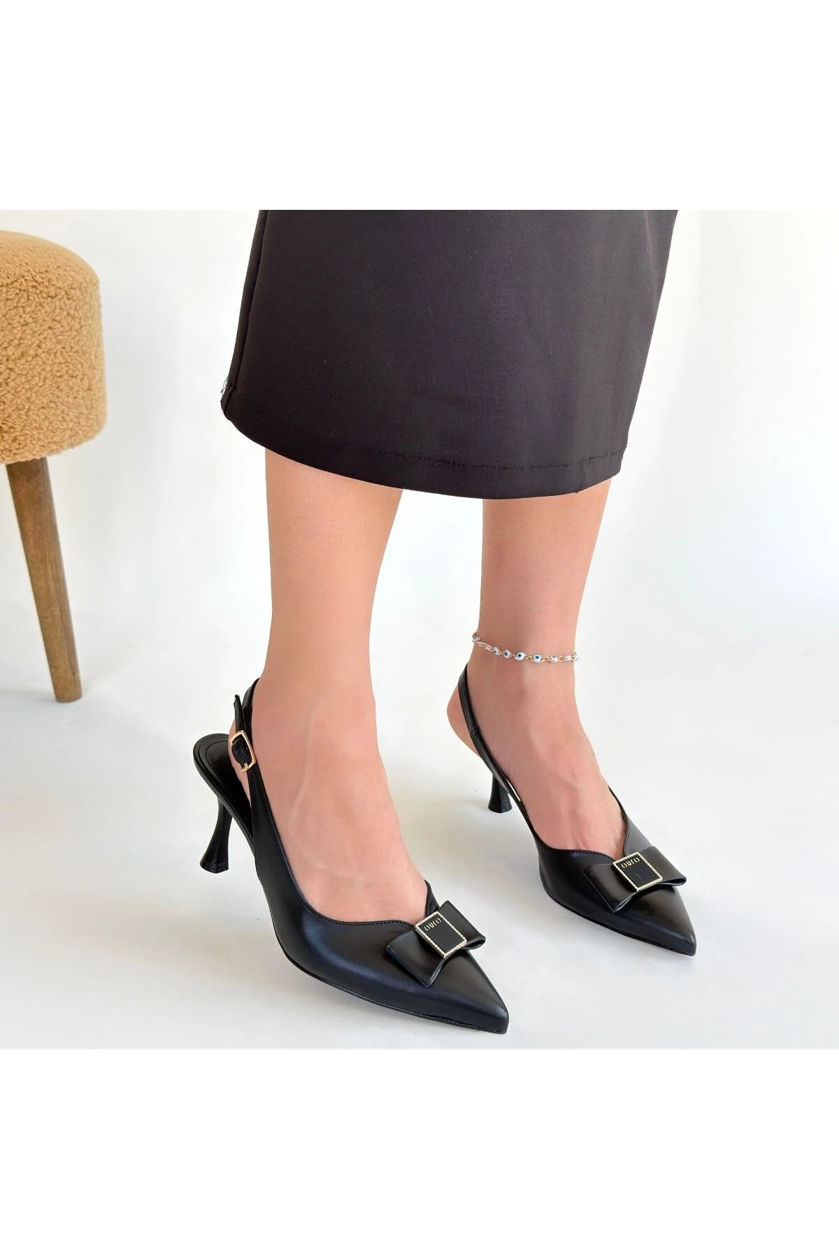 eyesof Vakay Siyah Cilt Topuklu Ayakkabı
