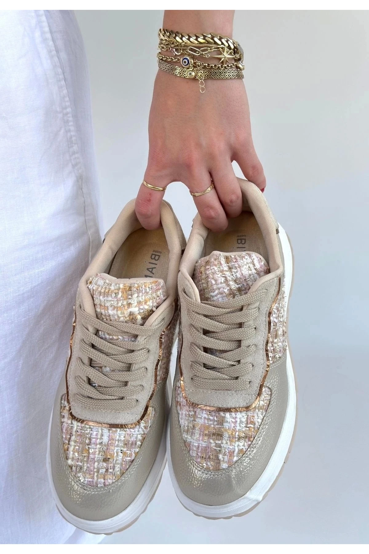 Bemy Çarşı Hawer Bej Cilt Bağcıklı Spor Ayakkabı