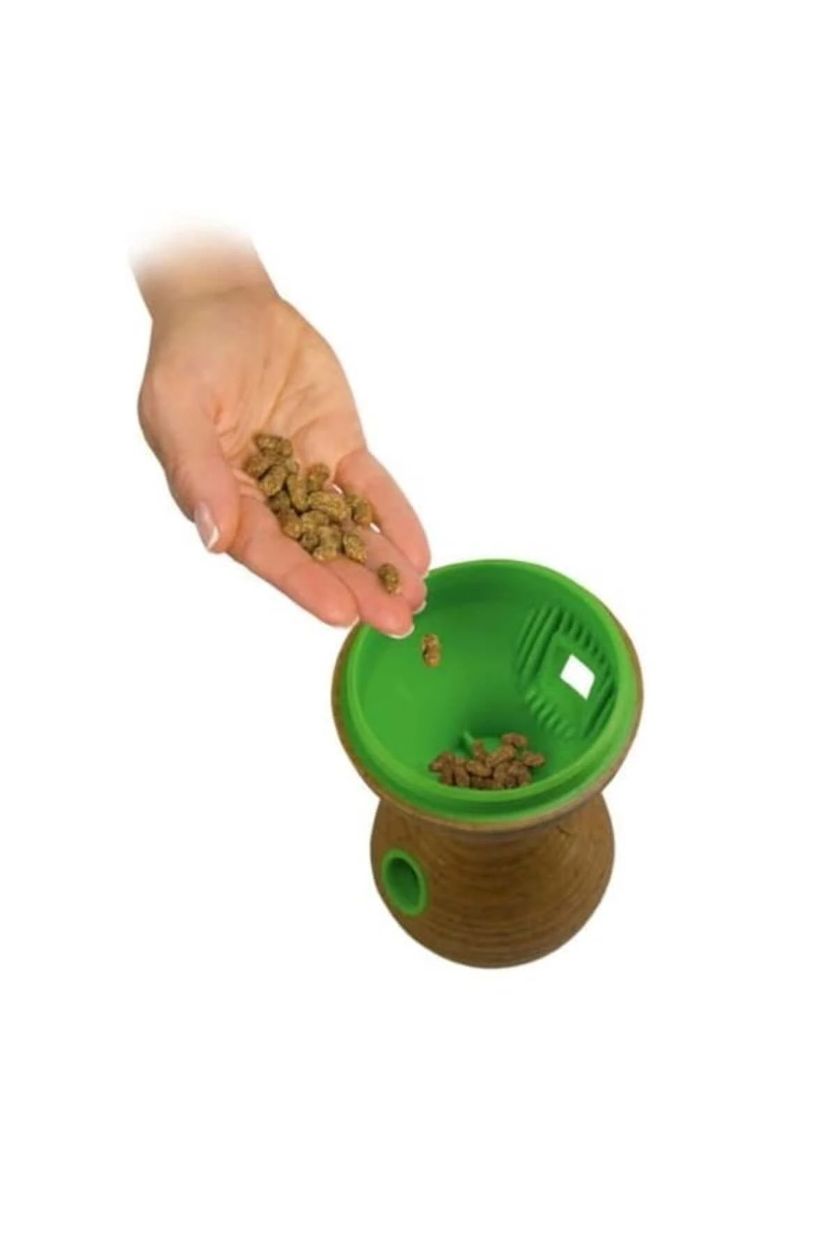 Kong Bamboo Feeder Dambıl Şeklinde Köpekler için Ödül Maması Dağıtma Oyuncağı Medium