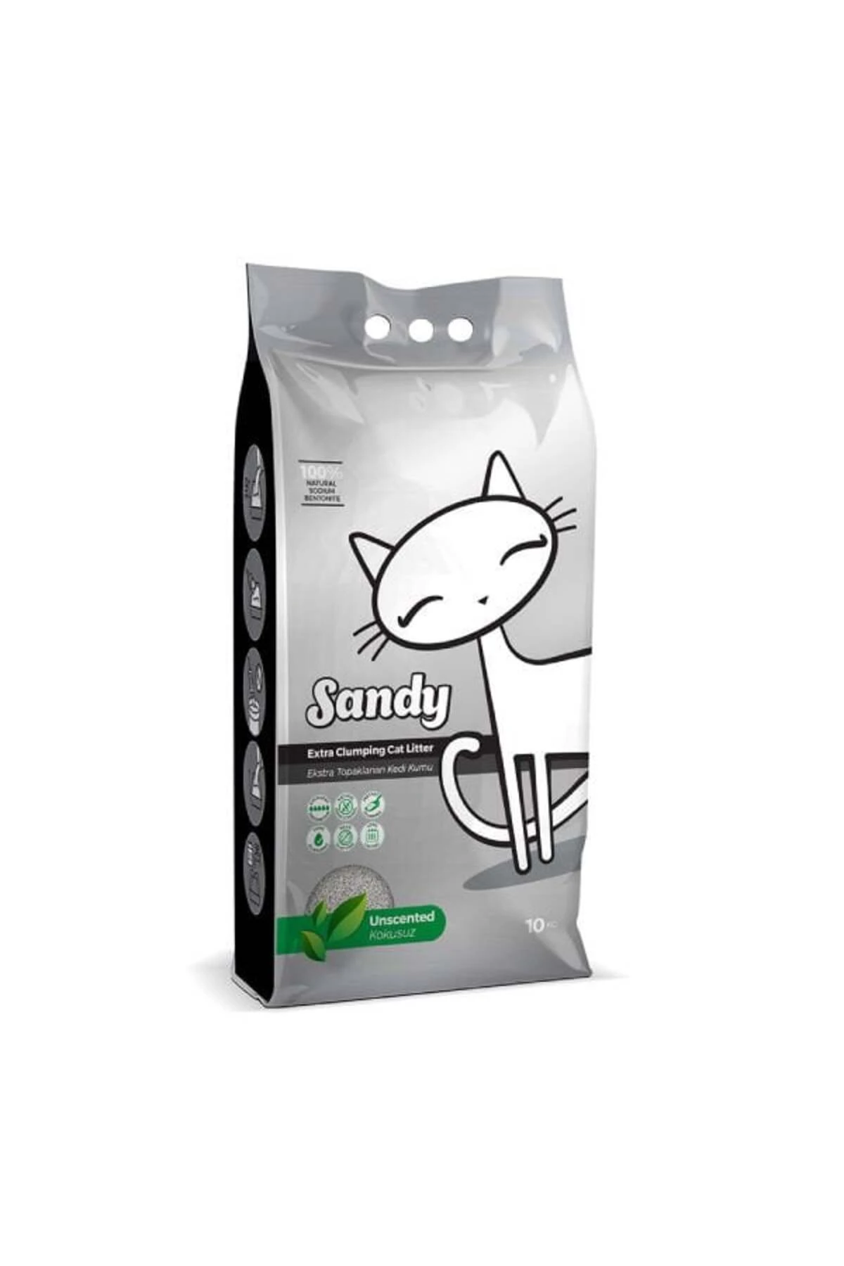 Sandy Parfümsüz Ekstra Topaklanan Sodyum Bentonit Kedi Kumu 10 Kg