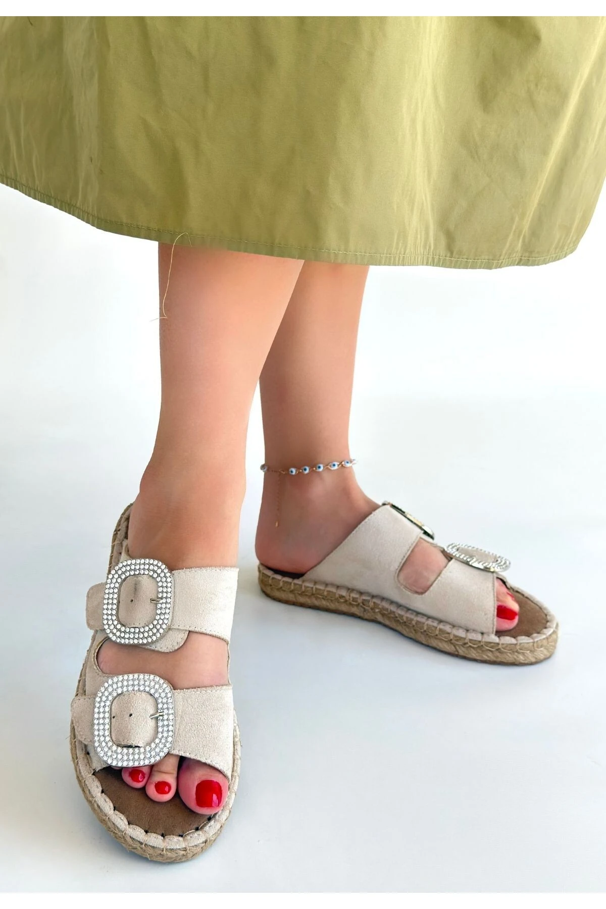 Hertas Bej Nubuk Tokalı Terlik - Lisinya