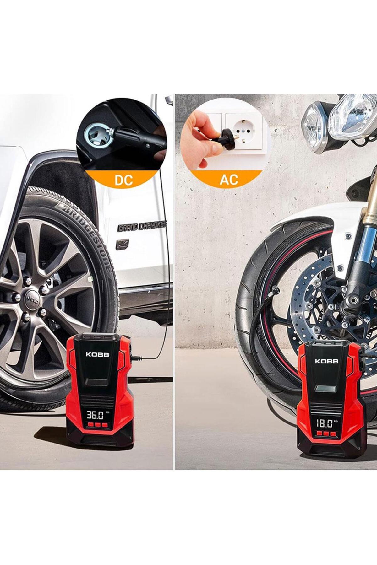 KOBB KB220 12Volt/220Volt 150 PSI Dijital Basınç Göstergeli Lastik Şişirme Pompası