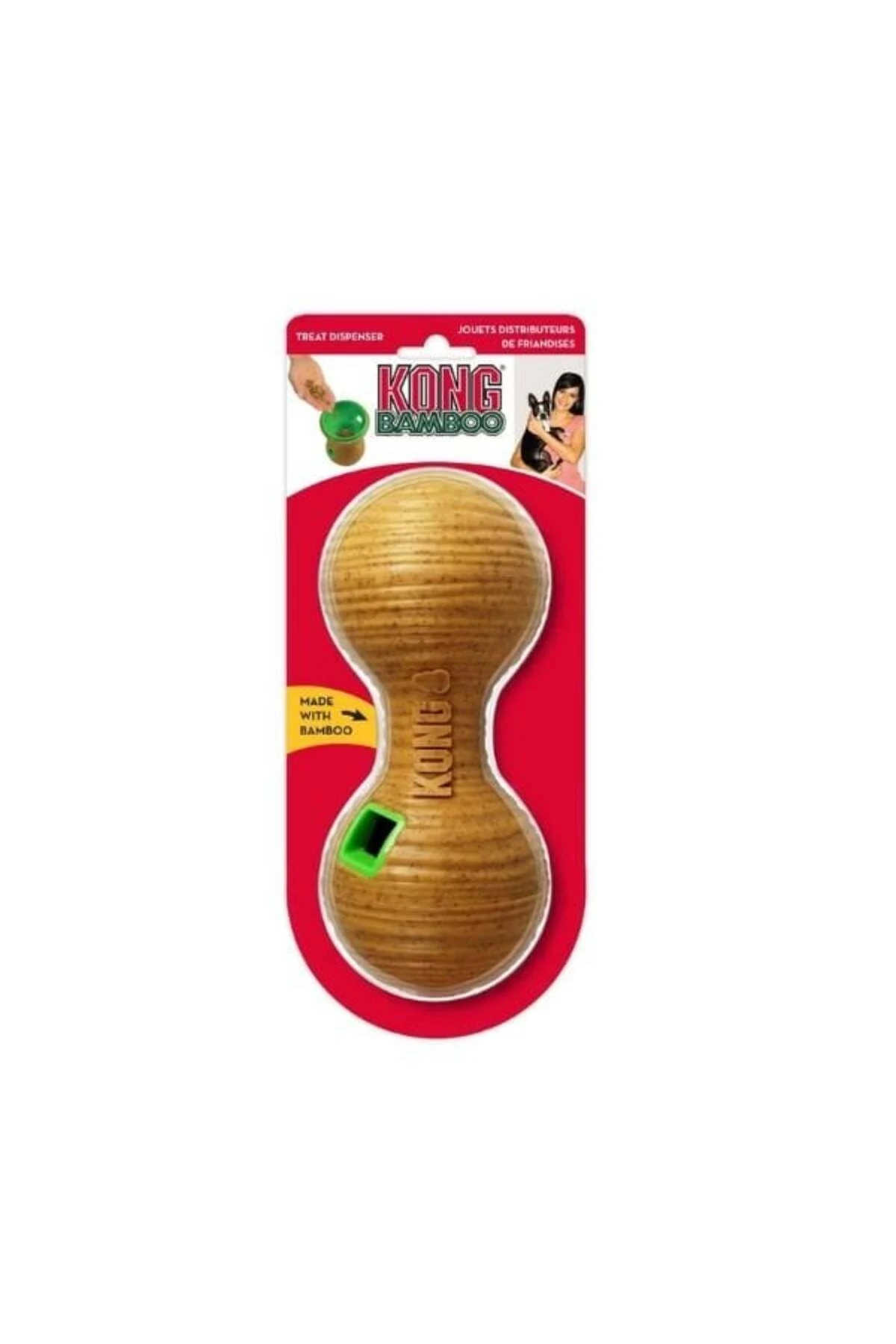 Kong Bamboo Feeder Dambıl Şeklinde Köpekler için Ödül Maması Dağıtma Oyuncağı Medium