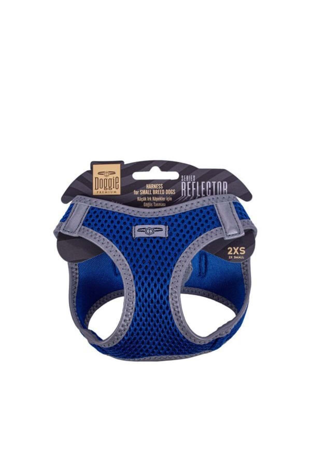 Doggie Havalı Dokuma Reflektör Küçük Irk Köpek Göğüs Tasması Xxsmall Mavi 26-30 Cm