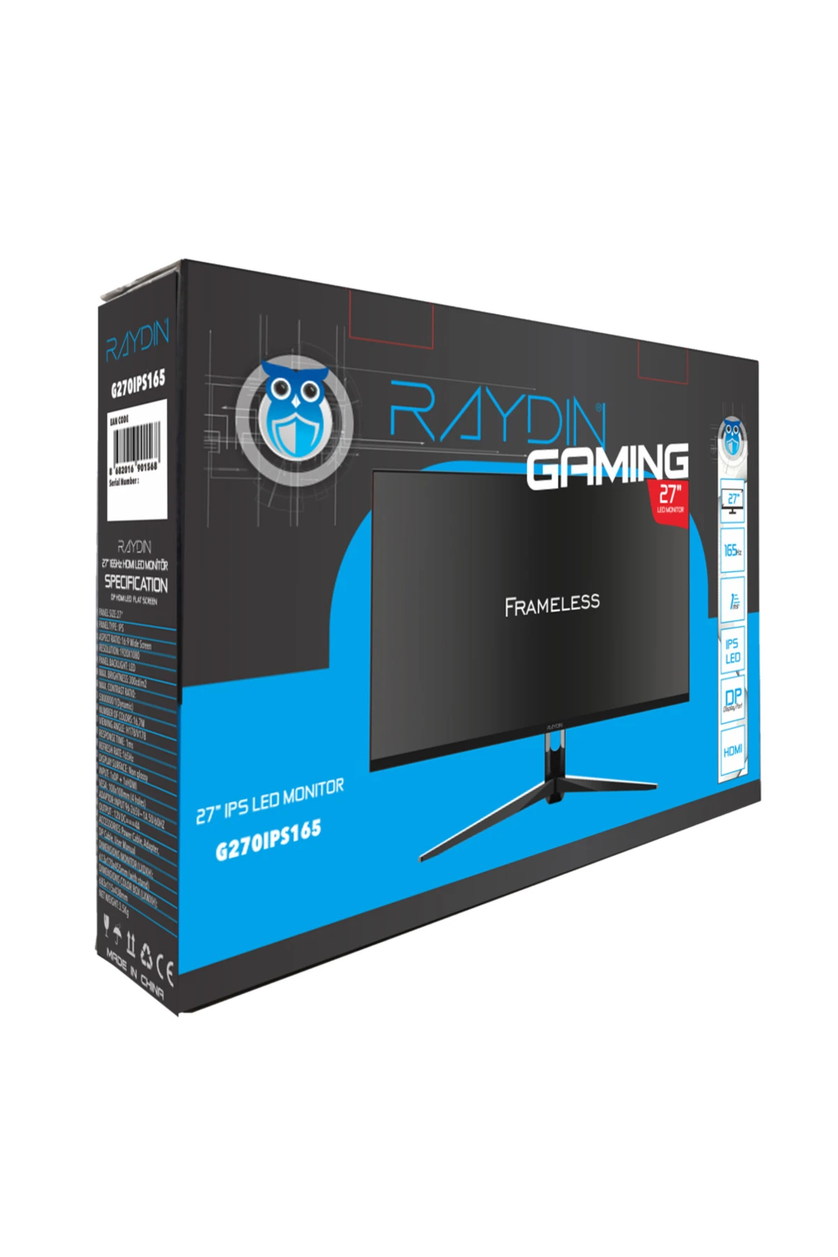 G270IPS165, 27&quot;, 1ms, 165Hz, Full HD, HDMI, DP, USB, Hoparlör, IPS LED, Frameless, FreeS