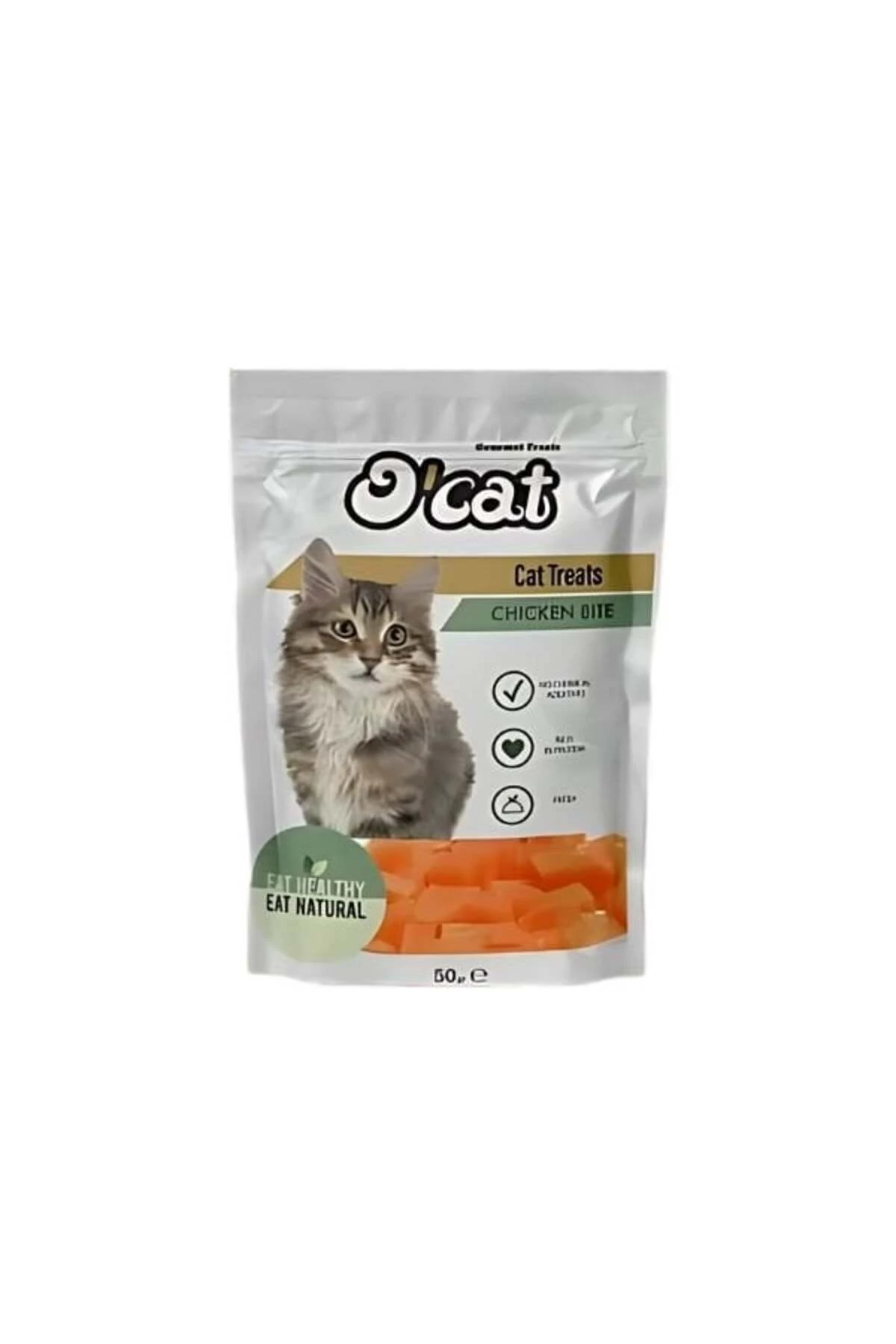 O Cat Tavuk Eti Küpleri Kurutulmuş Kedi Ödül Maması 50 Gr