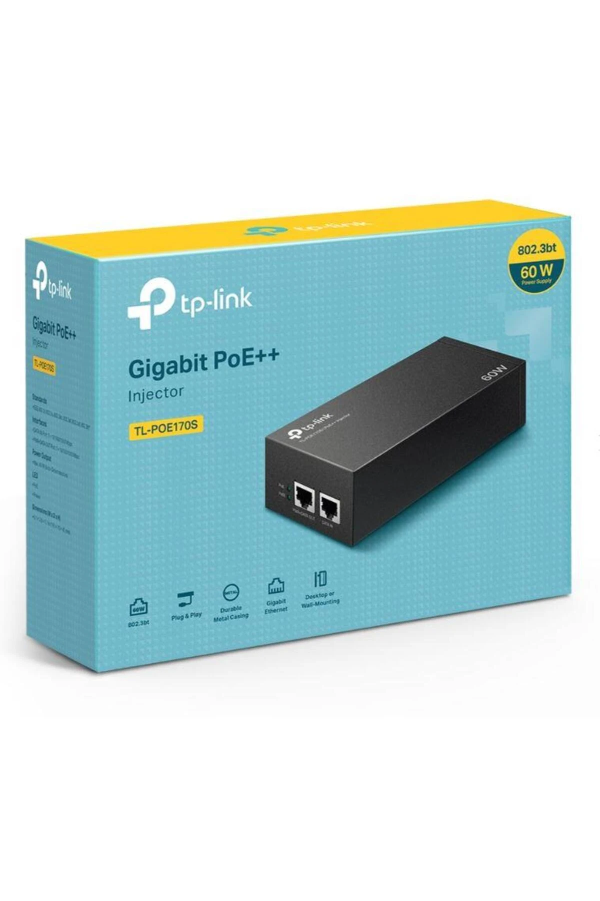 TP-LINK OMADA TL-POE170S 48VOLT 60WATT GIGABIT PORT POE ADAPTÖR