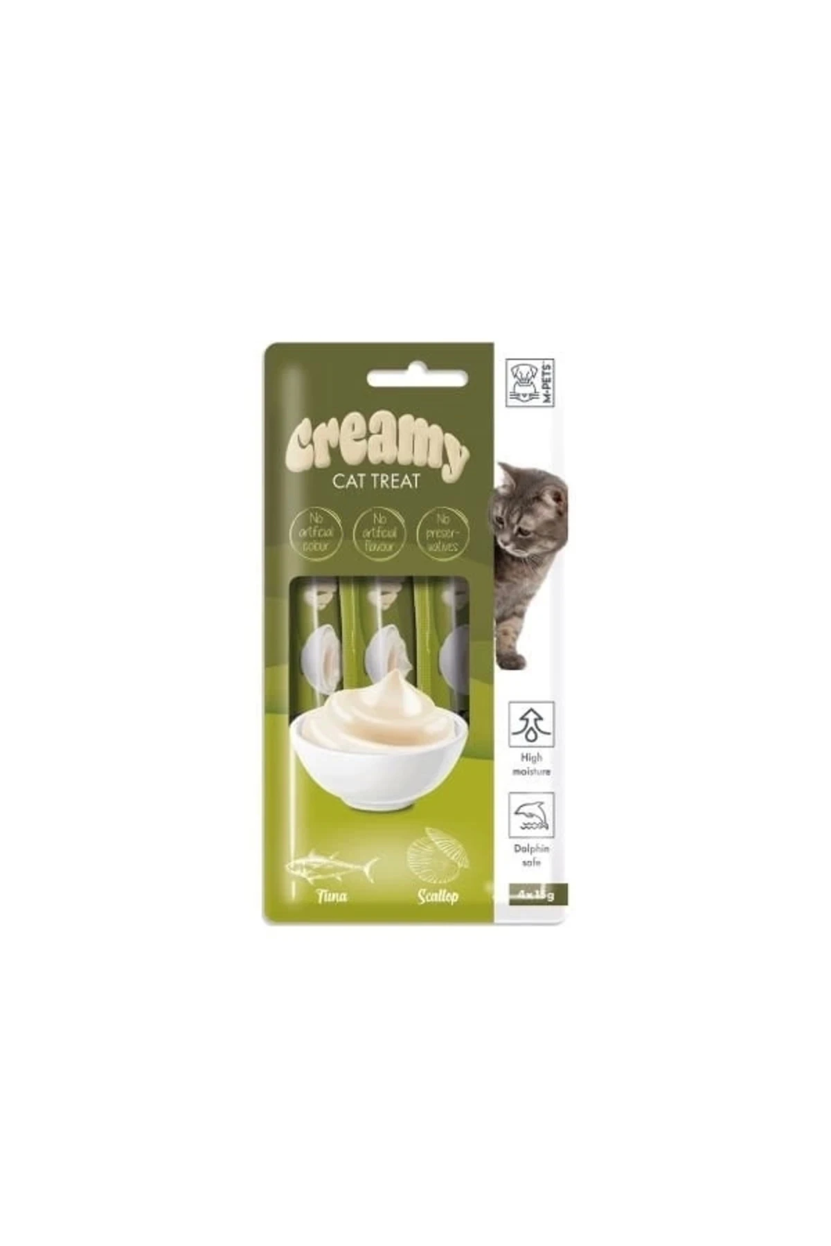 M-Pets Creamy Deniz Taraklı Ve Ton Balıklı Sıvı Kedi Ödülü 15 Gr 4 Adet