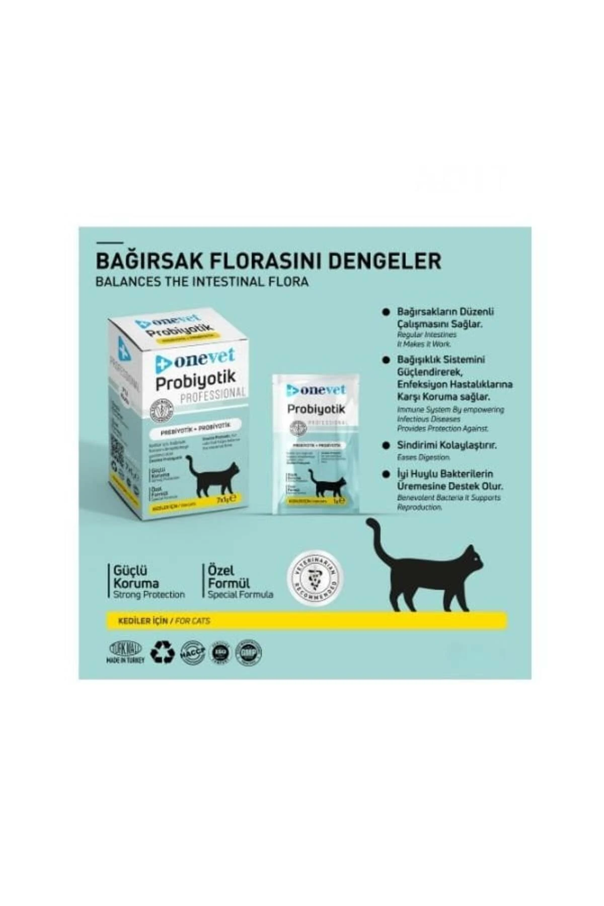 OneVet Sindirim ve Kediler için Probiyotik Saşe 1 Gr 30 Adet