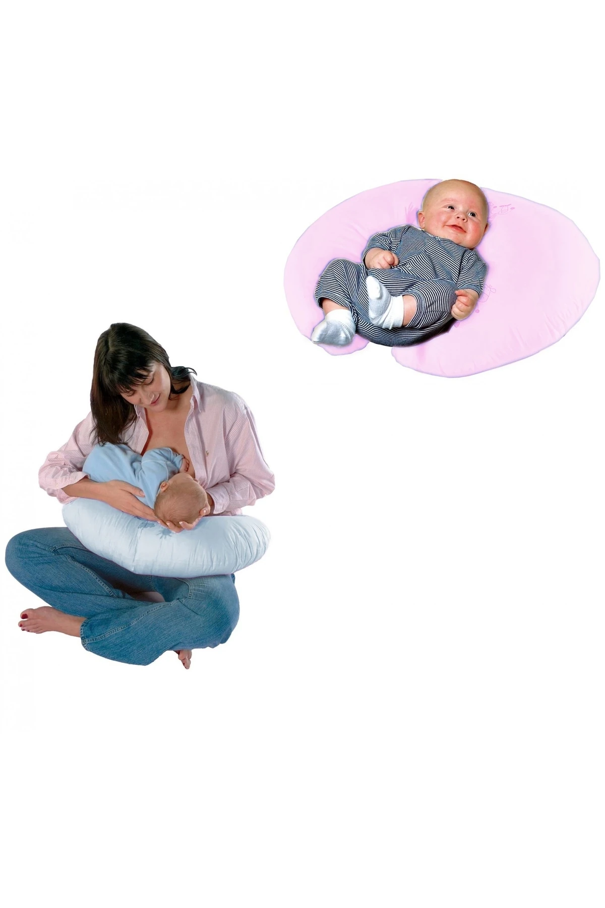 Emzirme ve Bebek Destek Minderi - Mavi Fiyonk