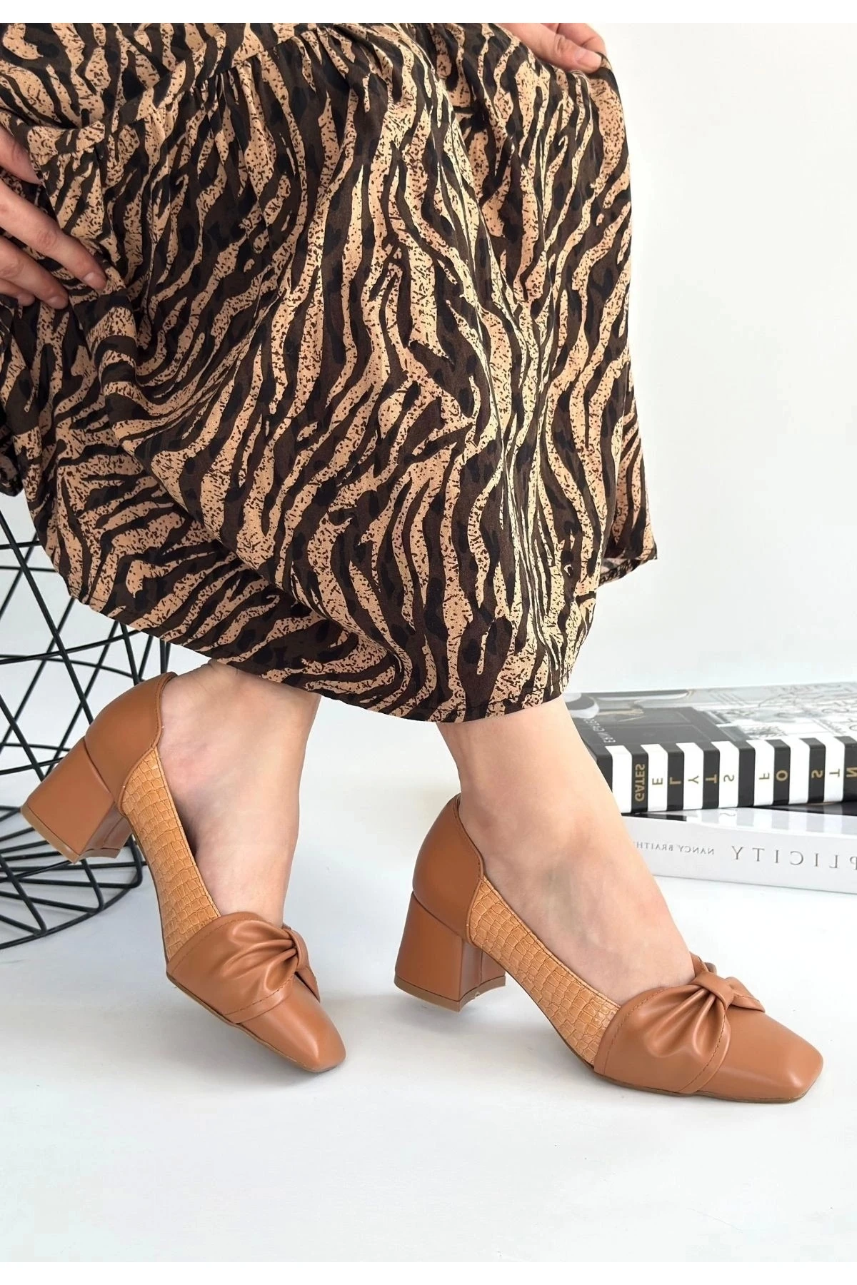 Agnet Taba Cilt Topuklu Ayakkabı