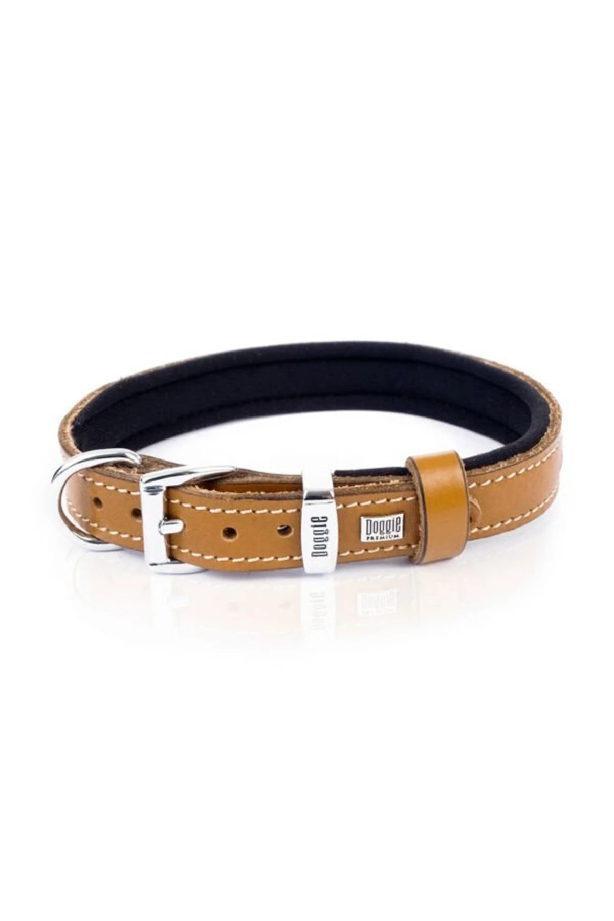 Doggie Konfor Deri Köpek Boyun Tasması Medium Camel 1.5x25-30 Cm