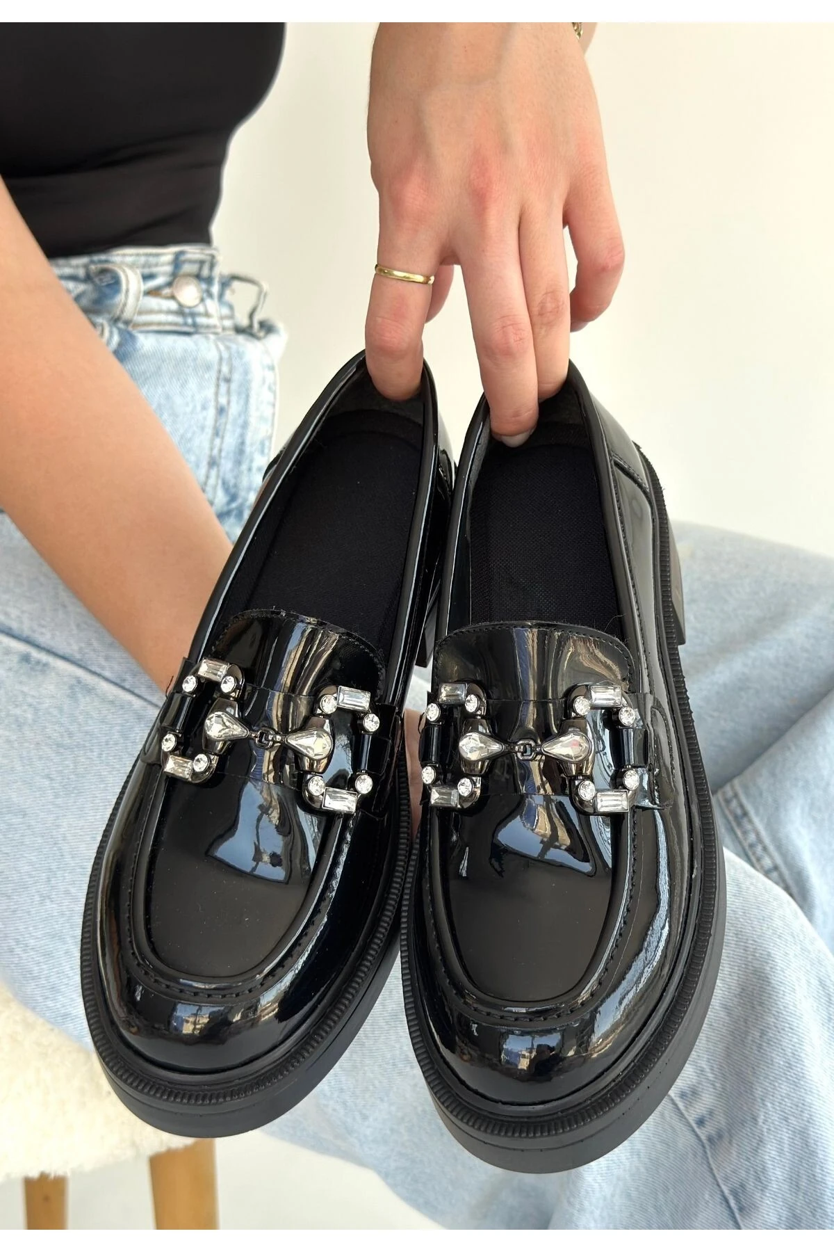 Ertin Siyah Rugan Oxford Ayakkabı - Ortopedik Taban, Günlük & Ofis Şıklığı