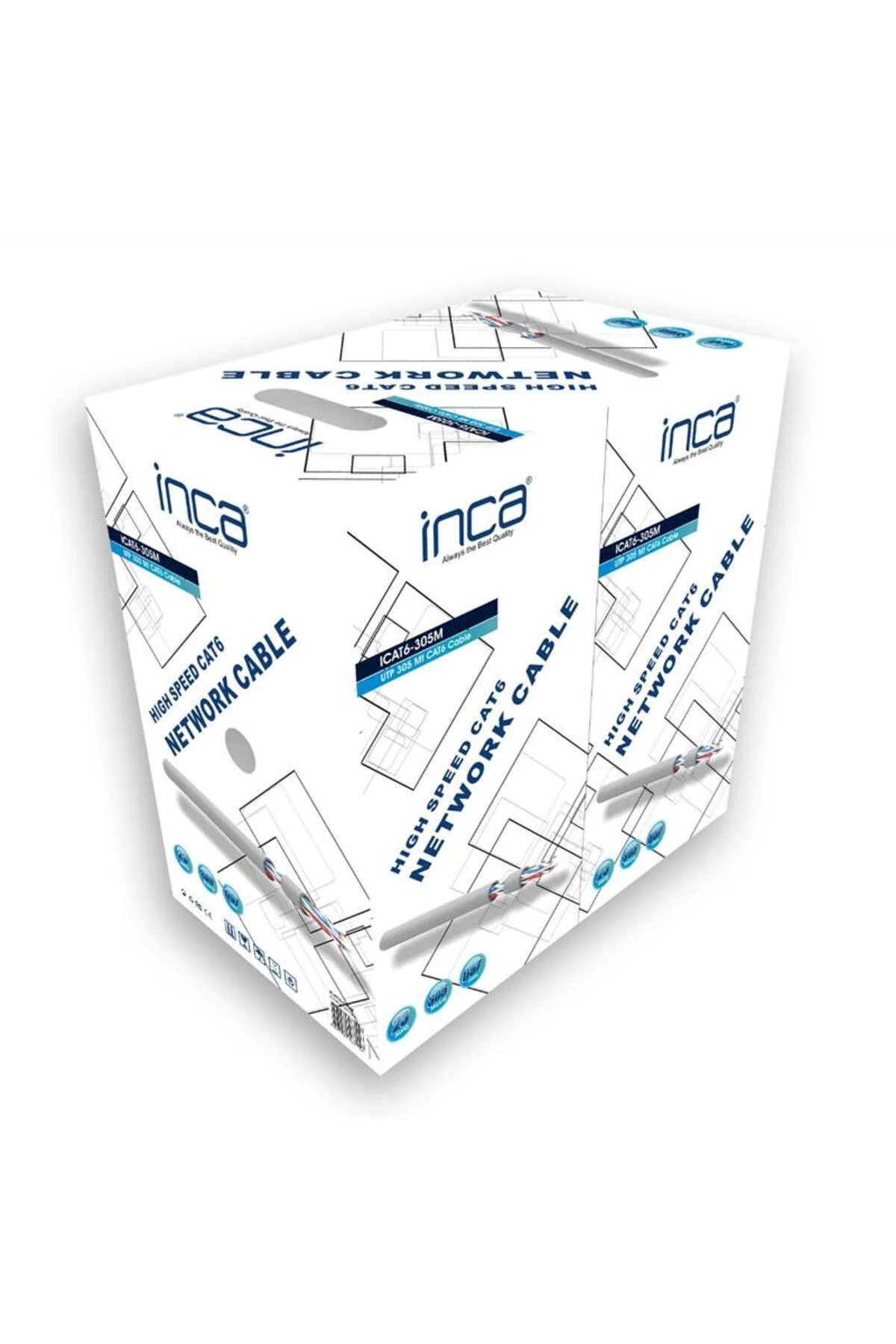 INCA ICAT6-305M 305MT 0.57MM 23AWG CAT6 KABLO GRİ