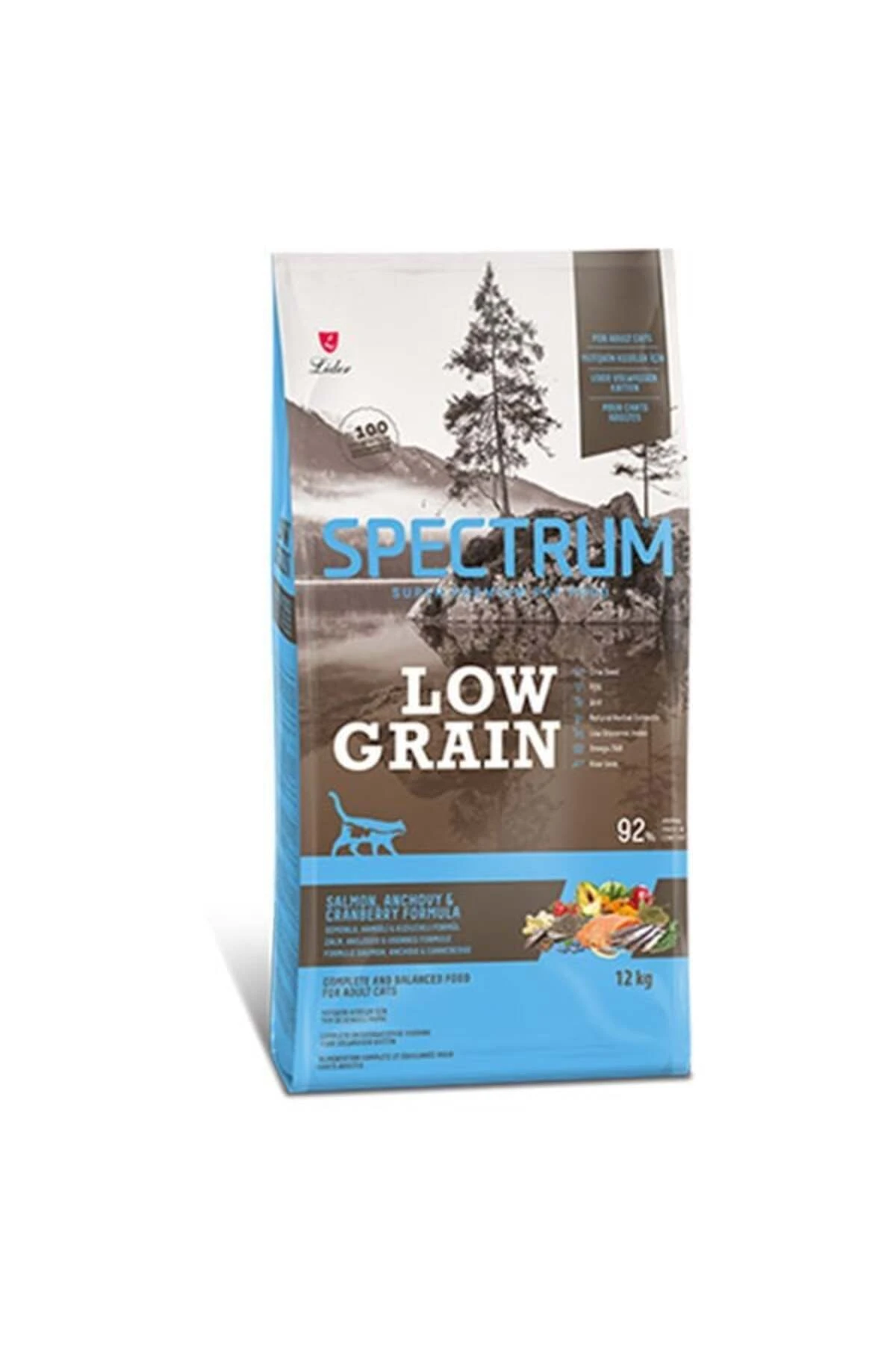 Spectrum Low Grain Somonlu Hamsili ve Kızılcıklı Düşük Tahıllı Yetişkin Kedi Maması 12 Kg