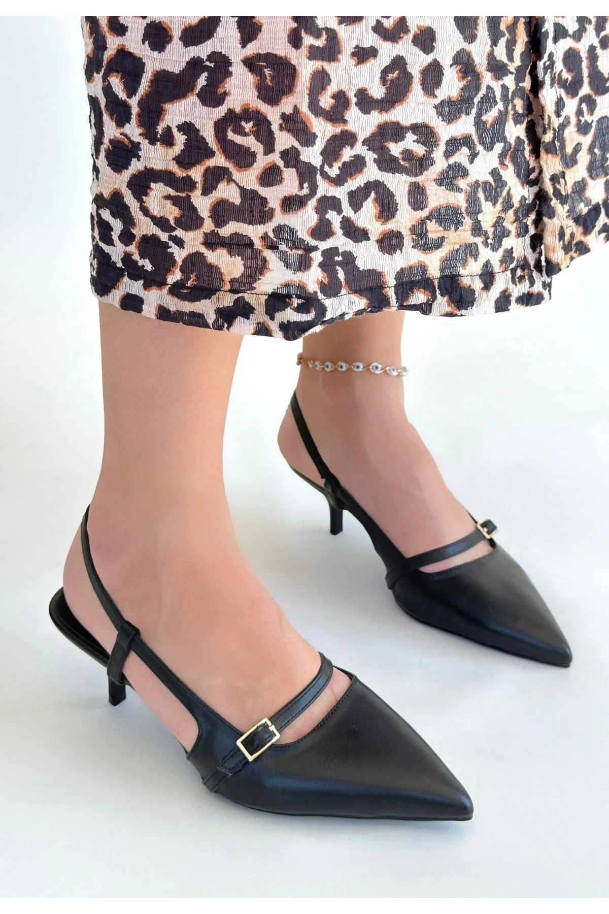 eyesof Darina Siyah Cilt Topuklu Ayakkabı