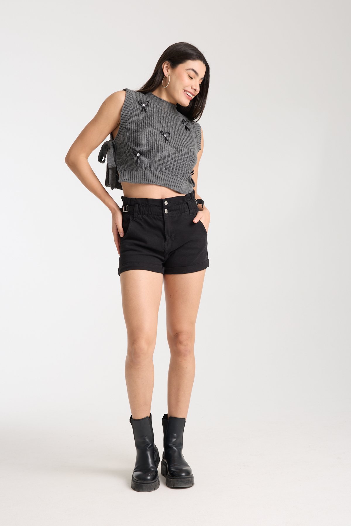 KURDELE DETAYLI TRİKO CROP SÜVETER DNV-000031