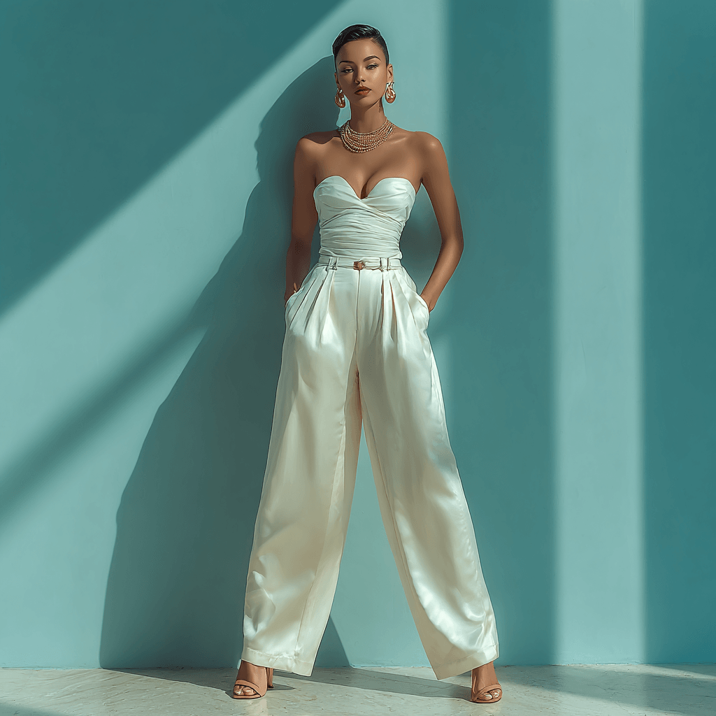 Parlak ve Lüks Yaz Stili: Saten Pantolon + Beyaz Body Kombini