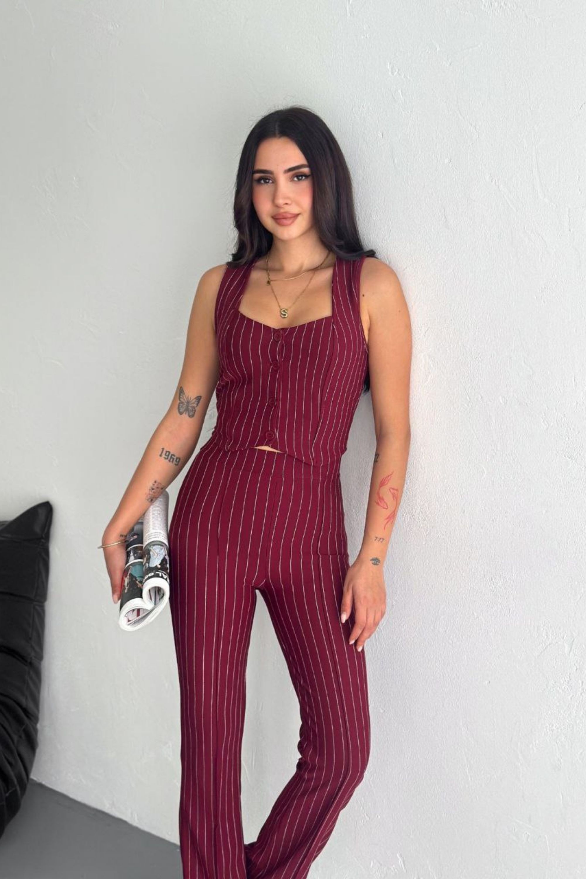 Çizgili Korse Yelek Takım DNV-000079