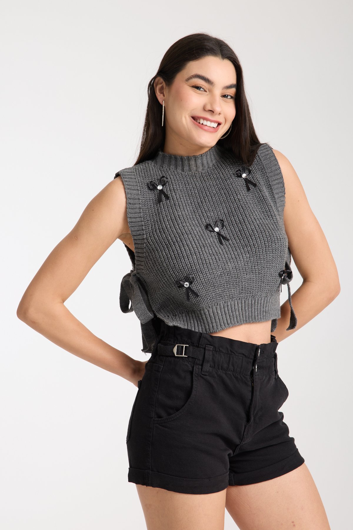 KURDELE DETAYLI TRİKO CROP SÜVETER DNV-000031