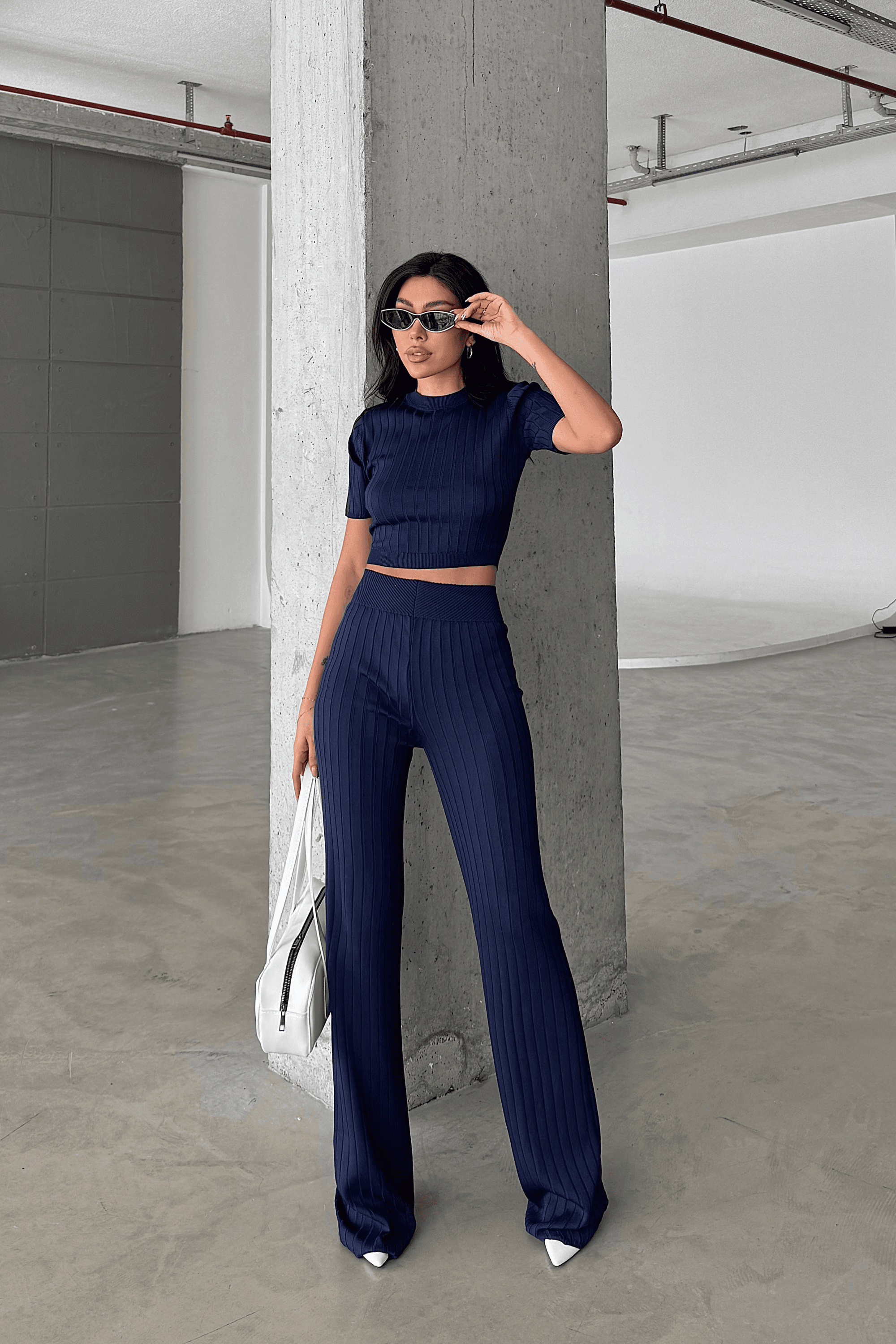 TRİKO CROP VE BOL PAÇA PANTOLON TAKIM DNV-000036