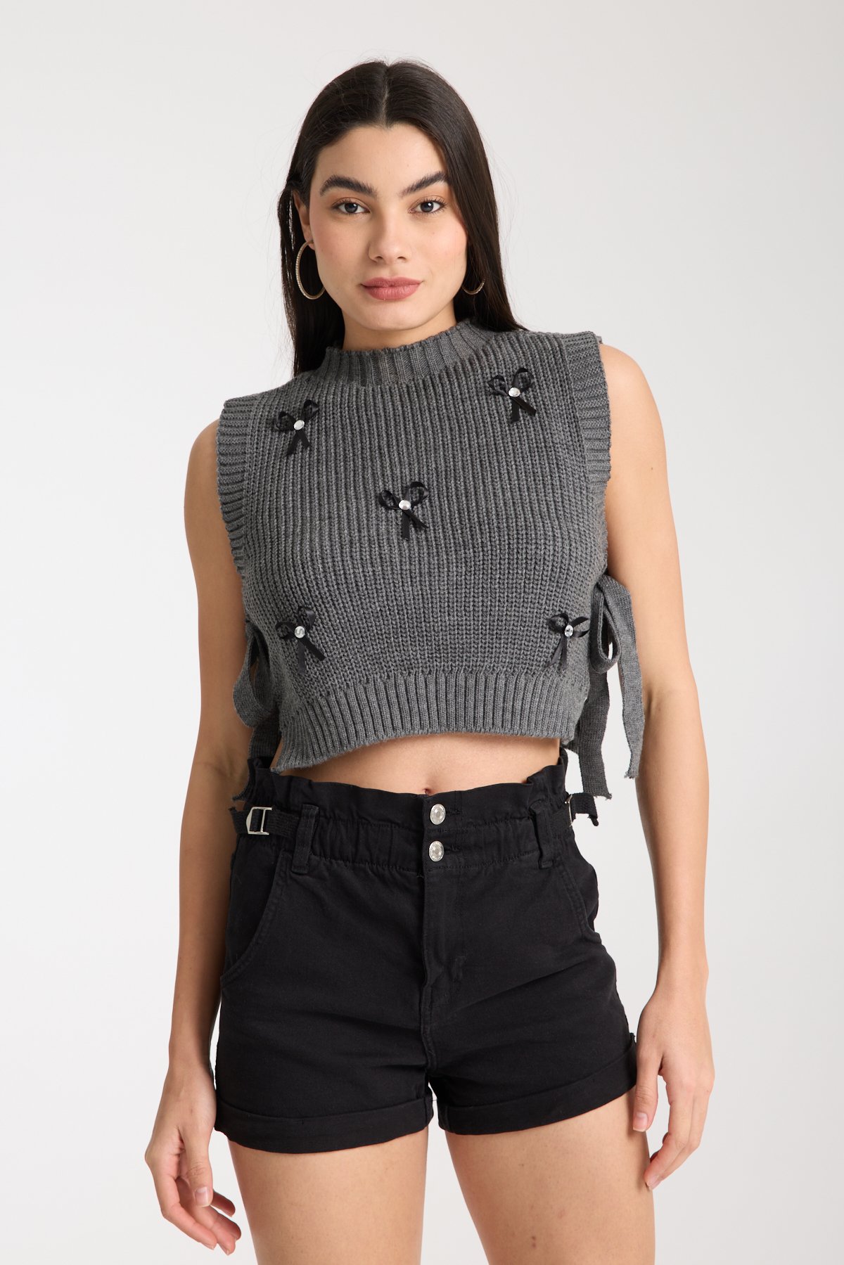KURDELE DETAYLI TRİKO CROP SÜVETER DNV-000031