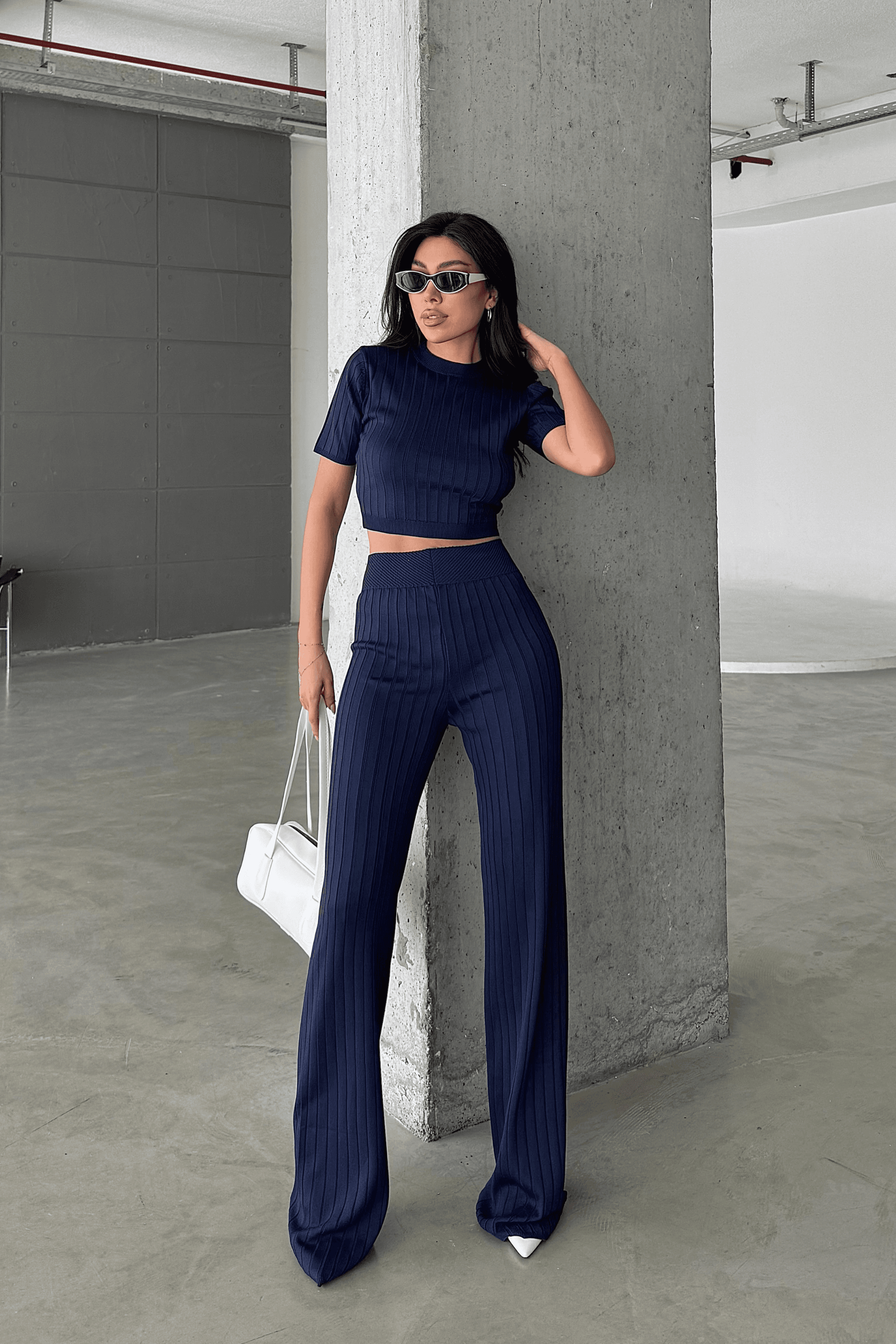 TRİKO CROP VE BOL PAÇA PANTOLON TAKIM DNV-000036