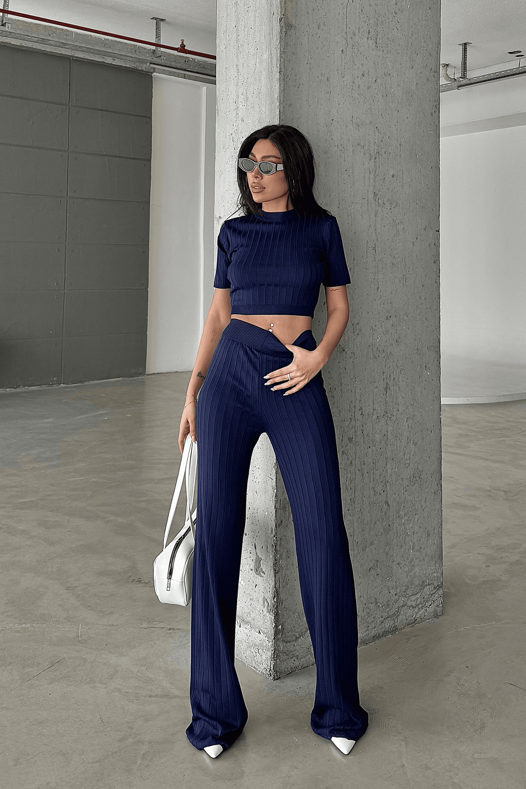 TRİKO CROP VE BOL PAÇA PANTOLON TAKIM DNV-000036