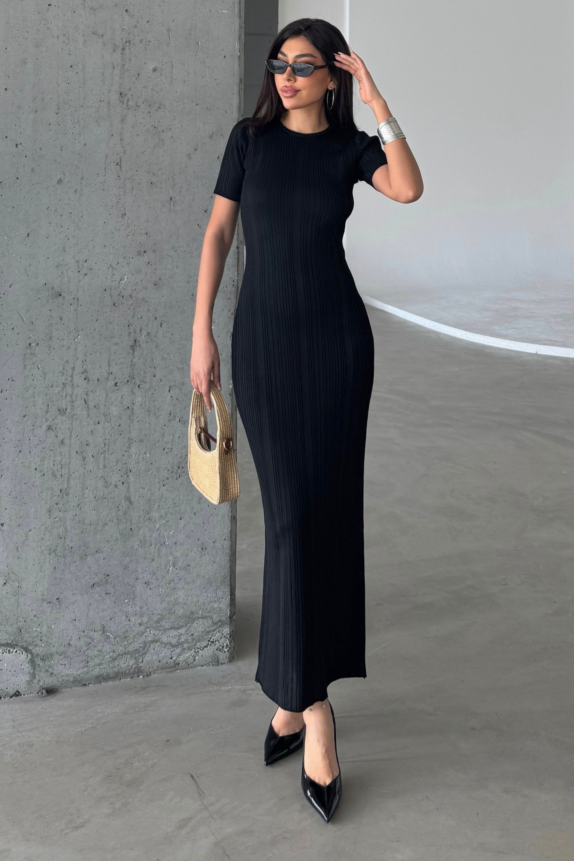 Düz Formlu Triko Maxi Elbise DNV-000134