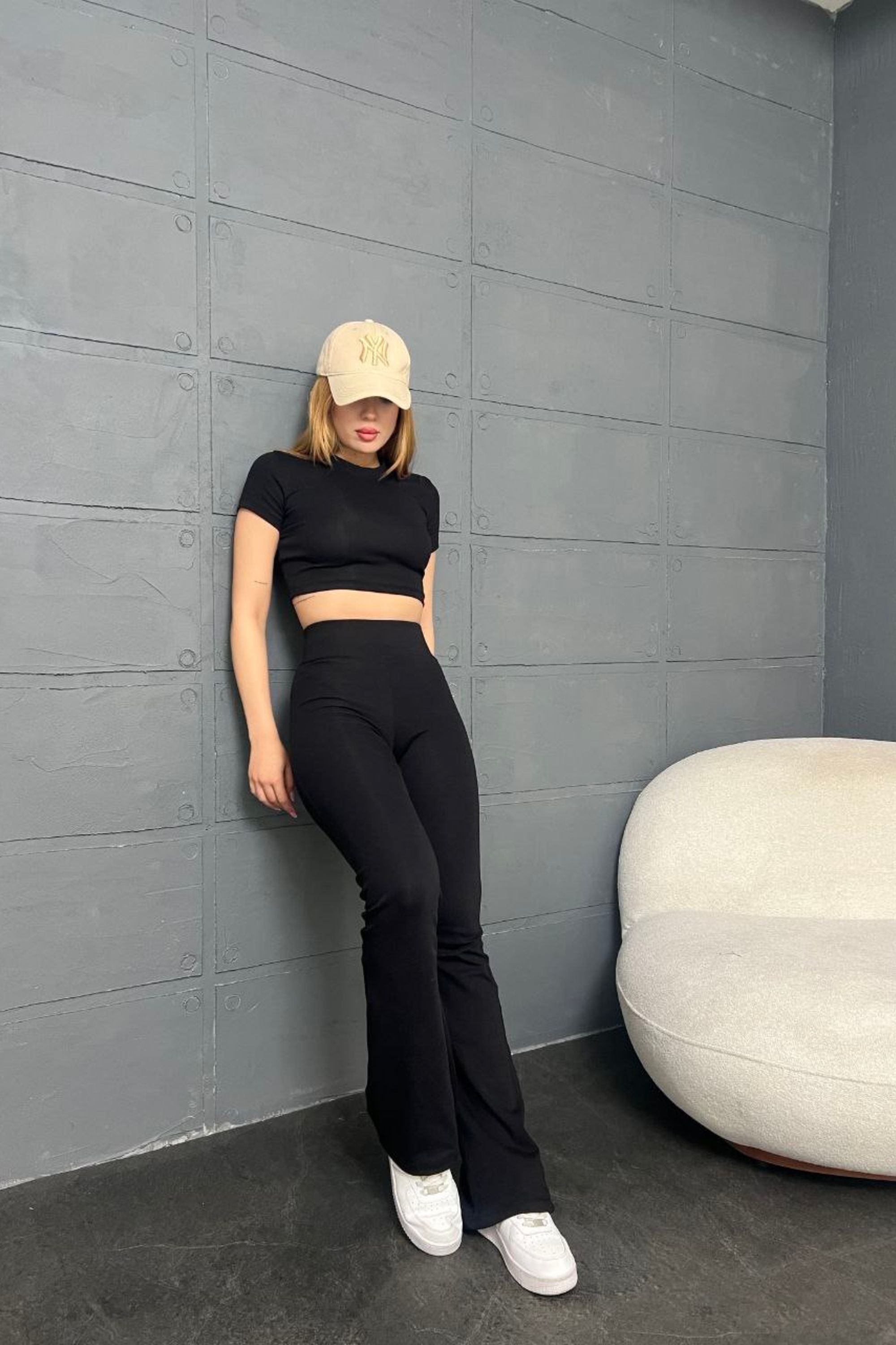 İspanyol Paça Taytlı Crop Takım DNV-000060