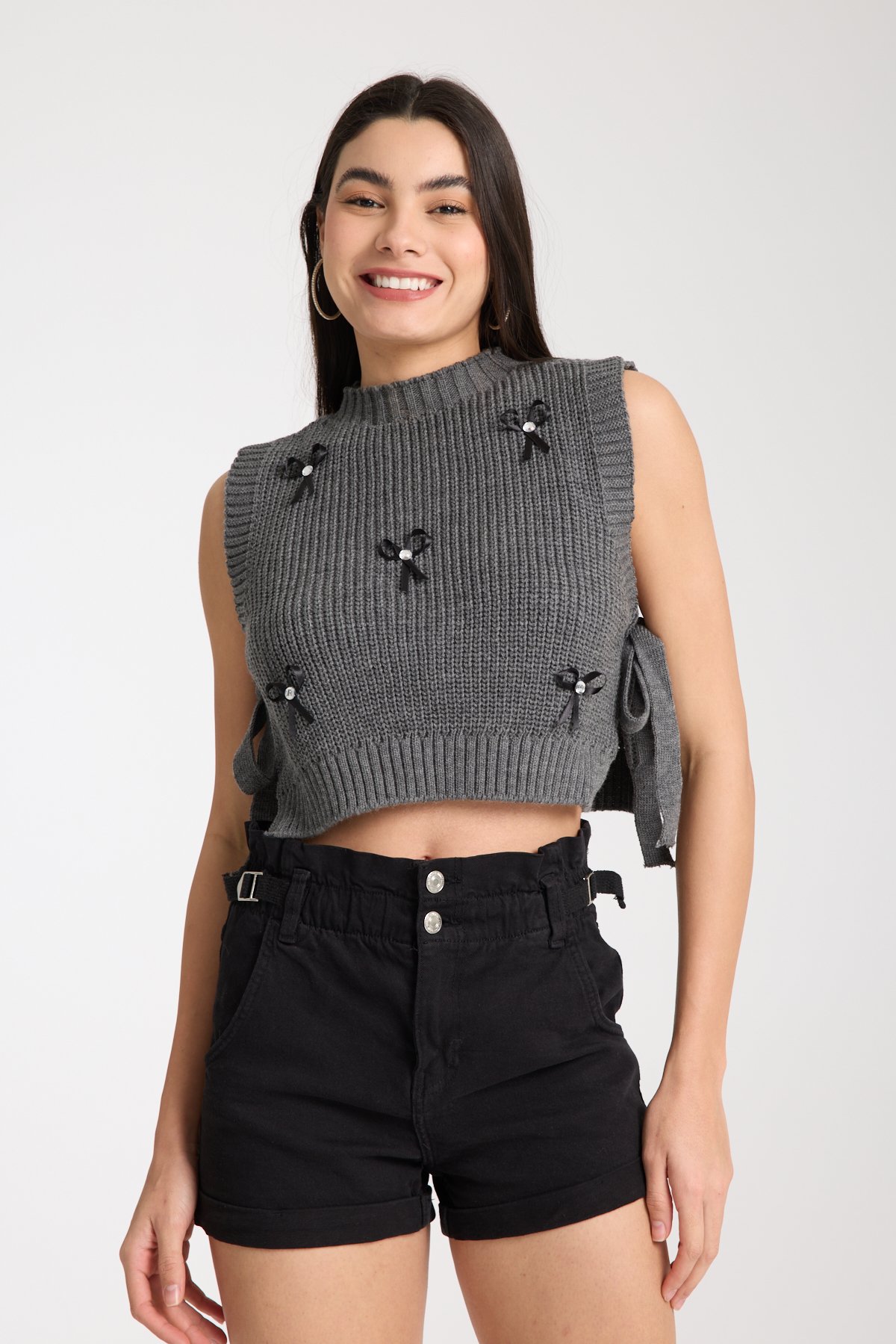 KURDELE DETAYLI TRİKO CROP SÜVETER DNV-000031