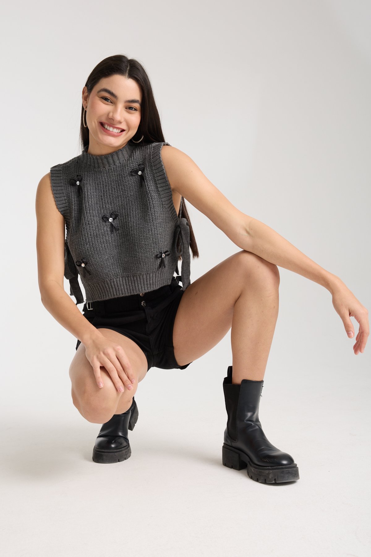 KURDELE DETAYLI TRİKO CROP SÜVETER DNV-000031
