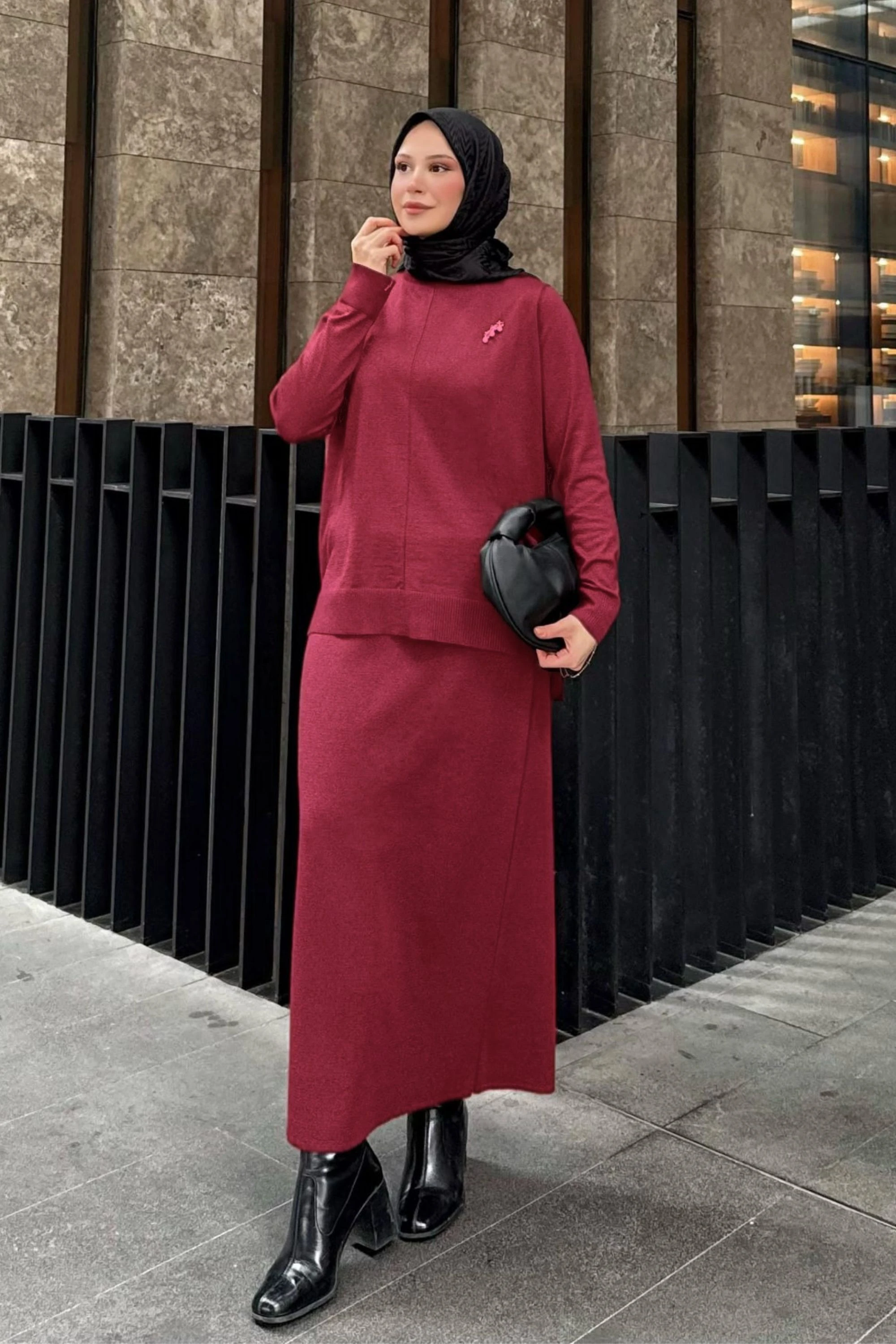 Tesettür İkili Triko Takım – Rahat ve Şık Kombin DNV-000137