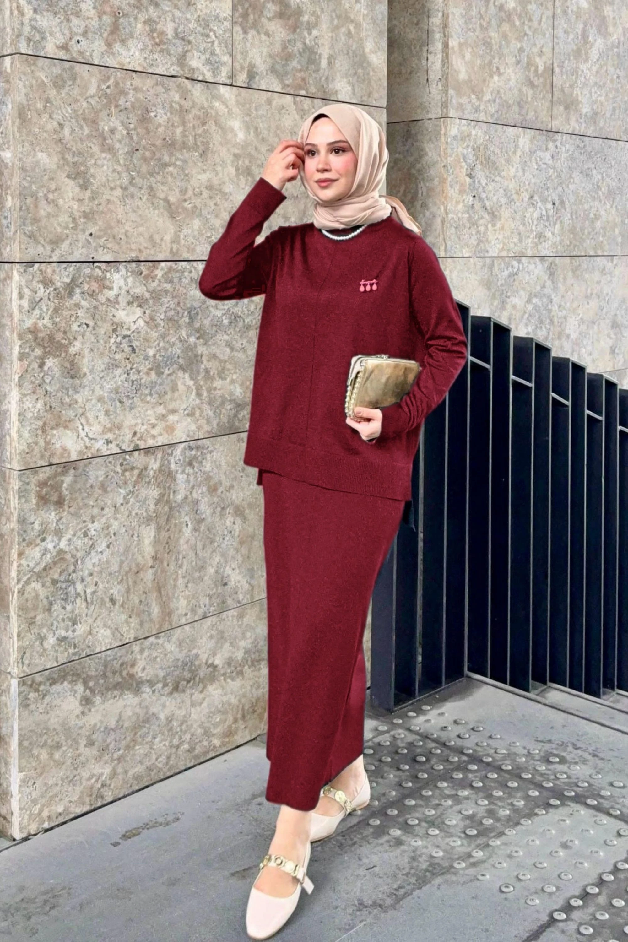 Tesettür İkili Triko Takım – Rahat ve Şık Kombin DNV-000137