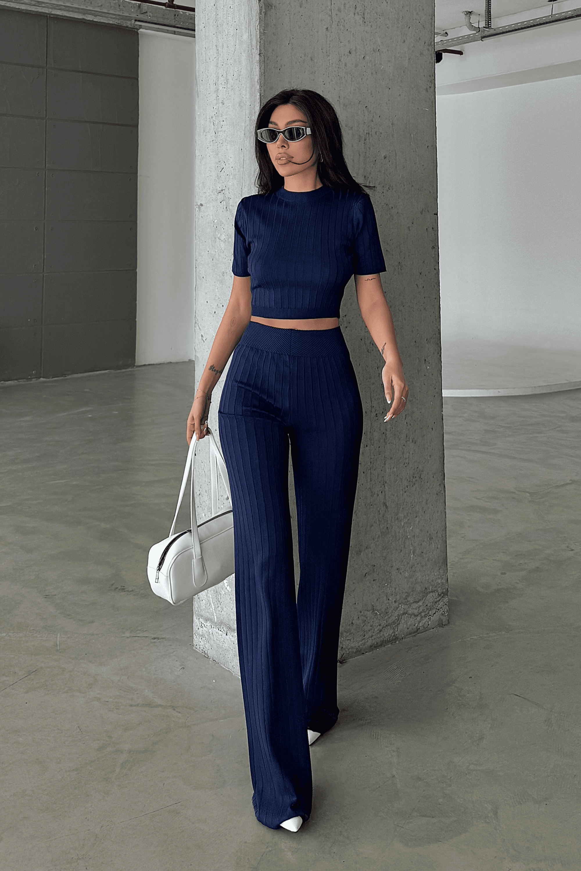 TRİKO CROP VE BOL PAÇA PANTOLON TAKIM DNV-000036