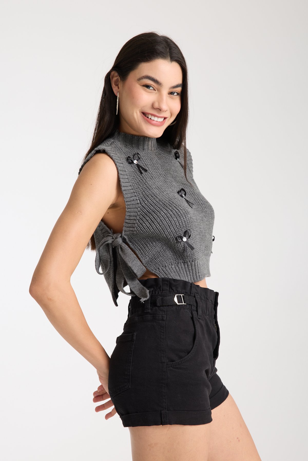 KURDELE DETAYLI TRİKO CROP SÜVETER DNV-000031