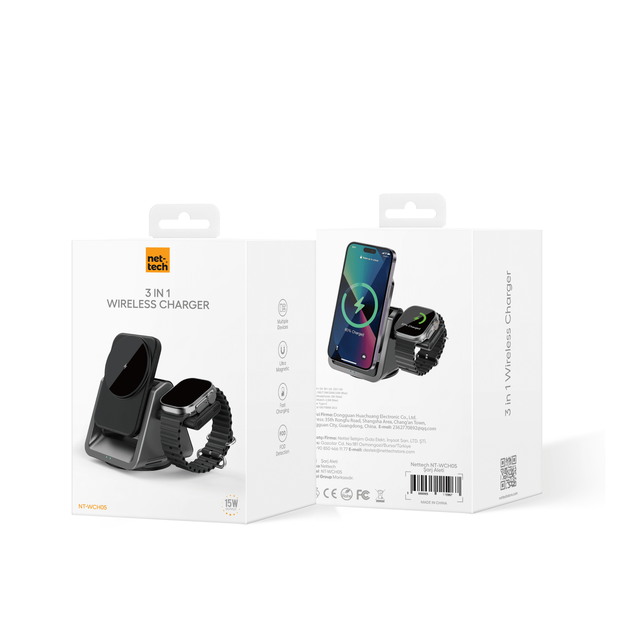 3 in 1 15W Kablosuz Wireless Şarj