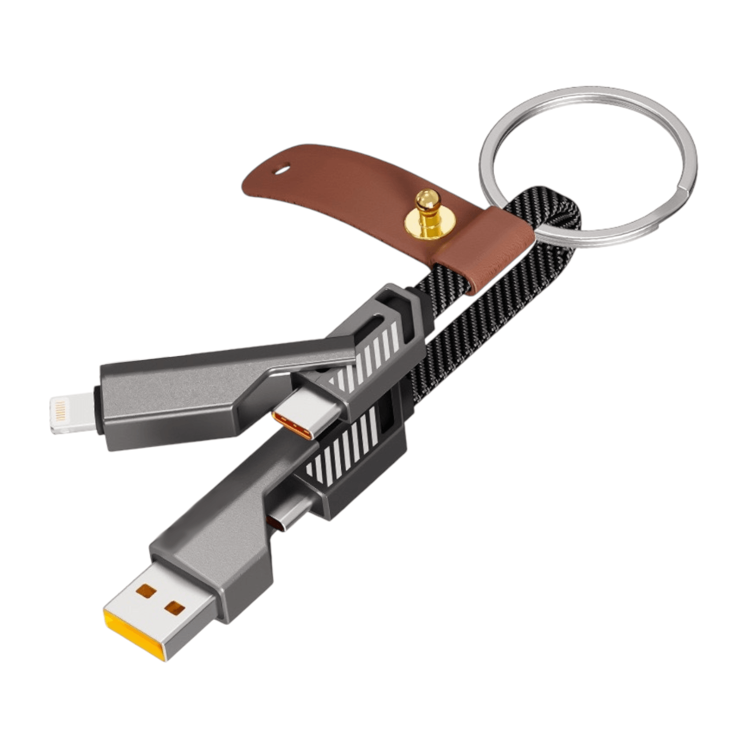 4 in 1 60W İp Örgü USB To Micro + Lightning + Type-C Şarj ve Data Kablosu