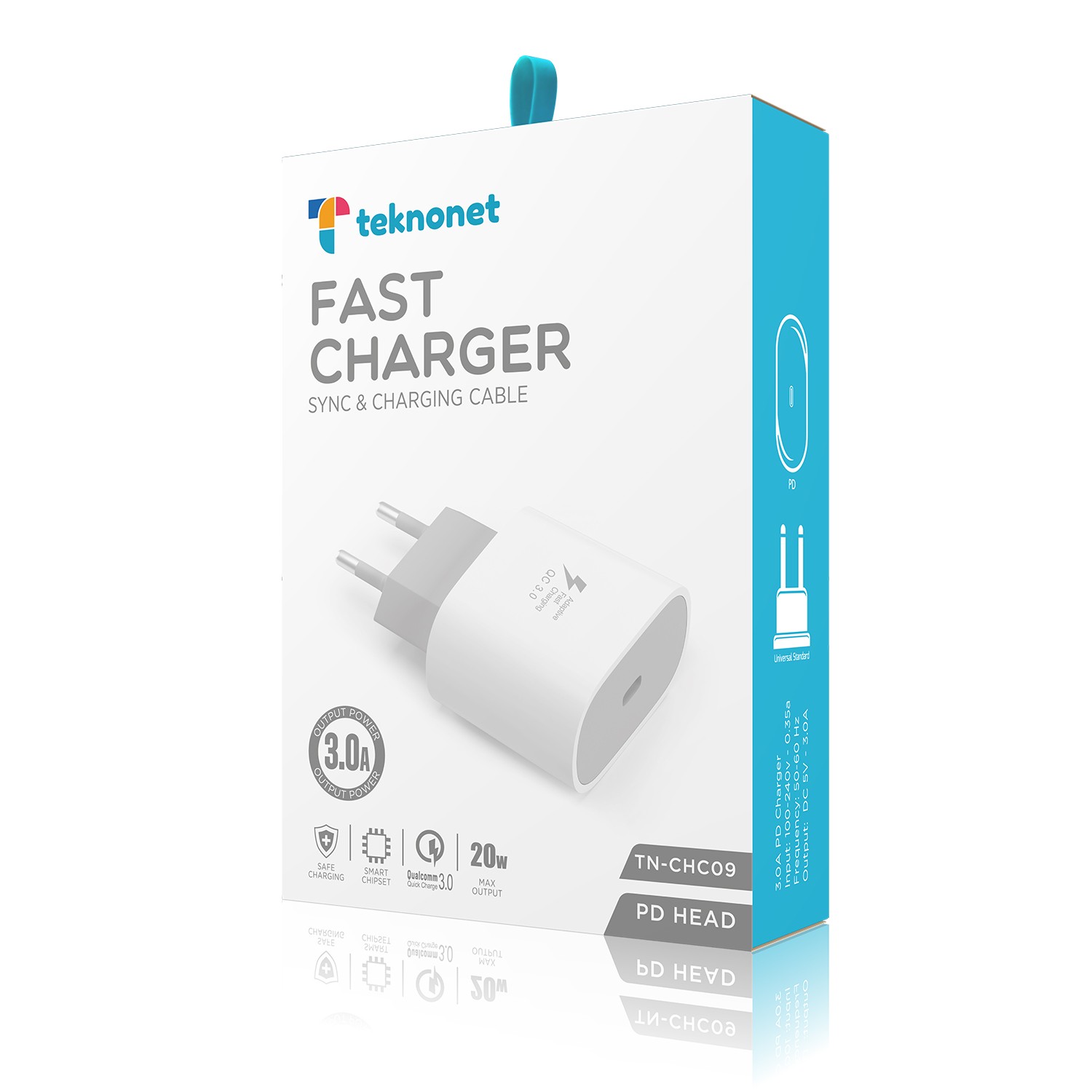 Teknonet TN-HCH09 Type-C 20W PD 3000 mAh Şarj Adaptörü