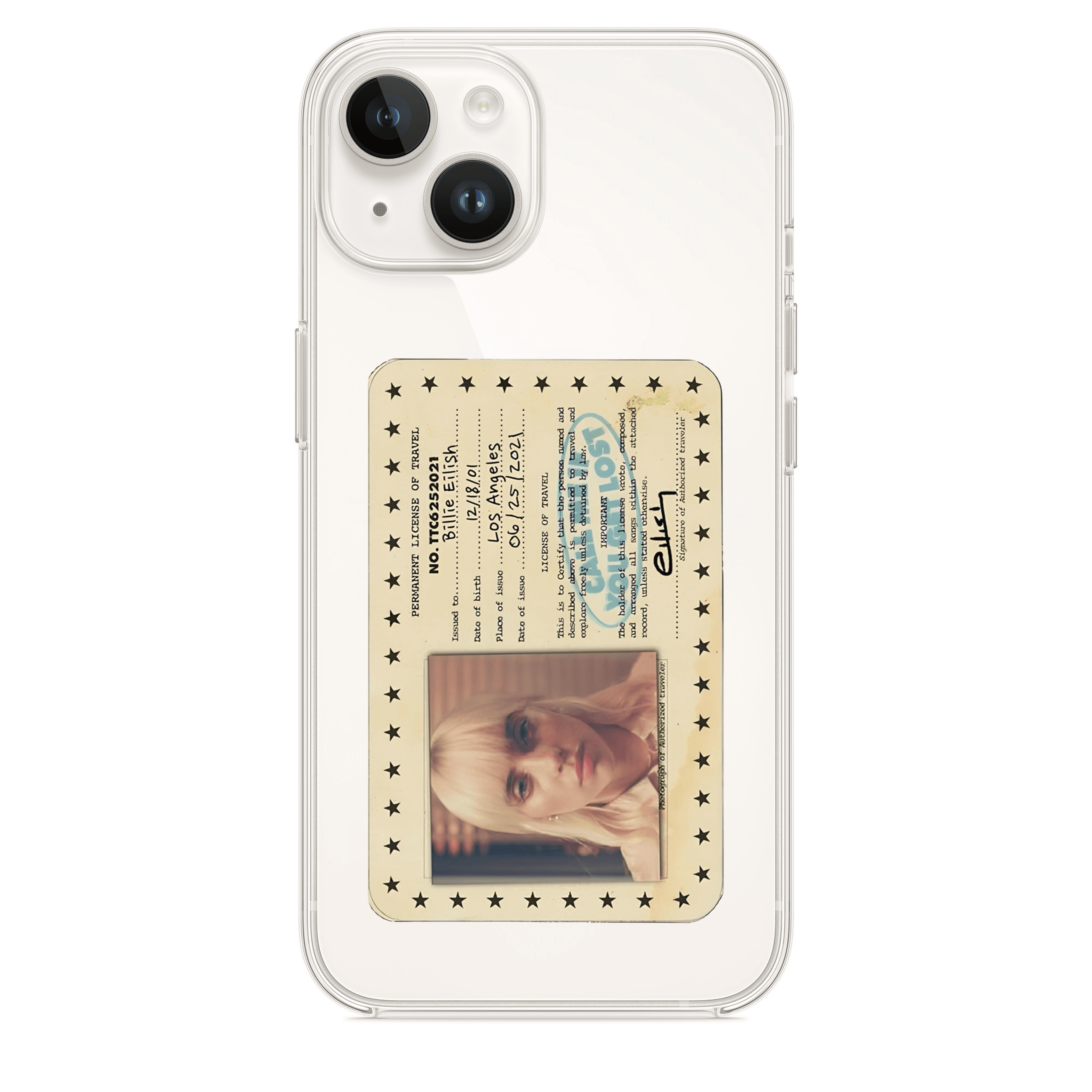 Billie Eilish Travel Card Telefon Kılıfı
