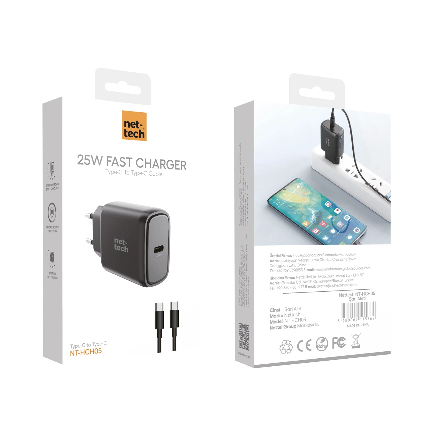 25W Type-C To Type-C Şarj Aleti