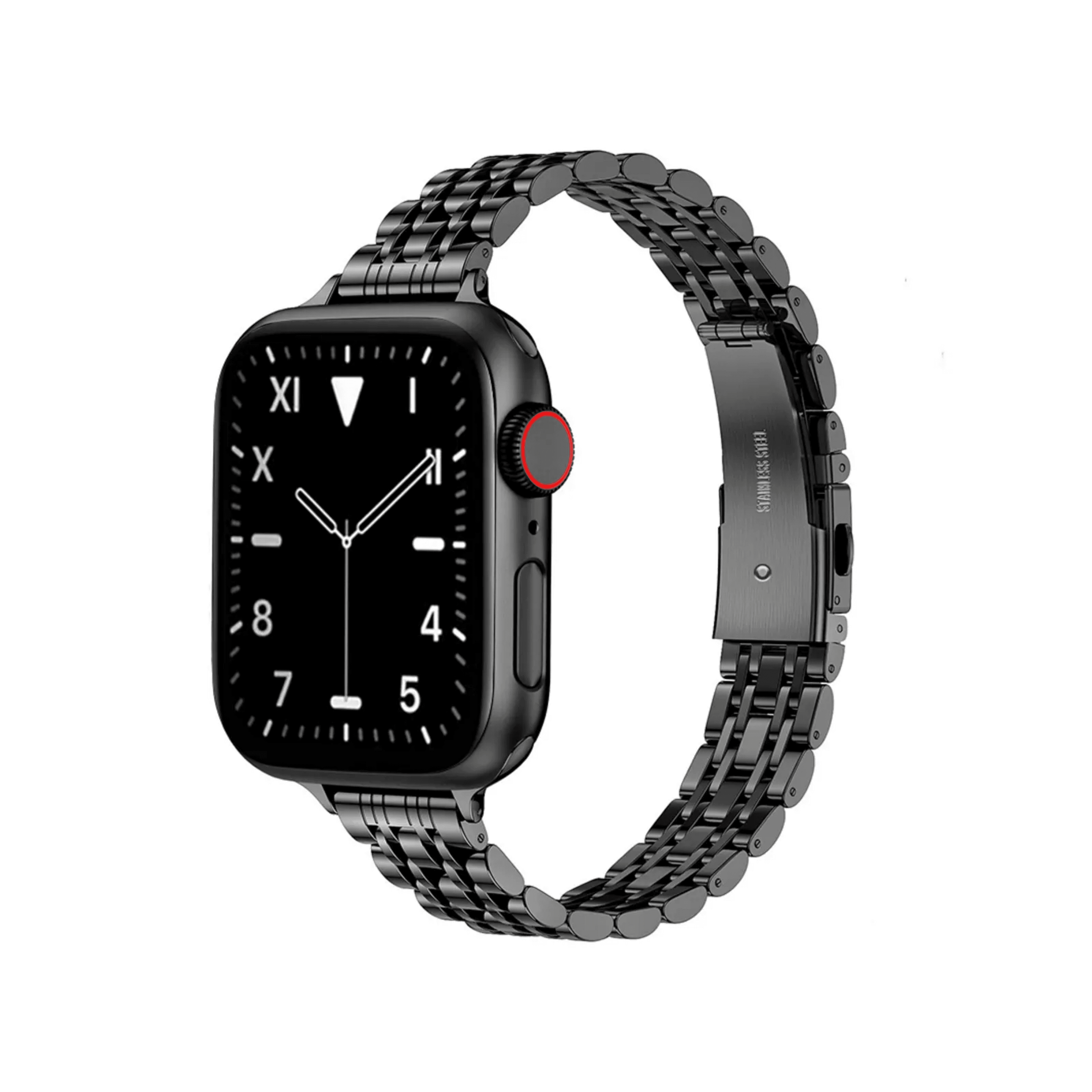 Apple Watch Paslanmaz Çelik İnce Kesim Slim Saat Kordonu - Black