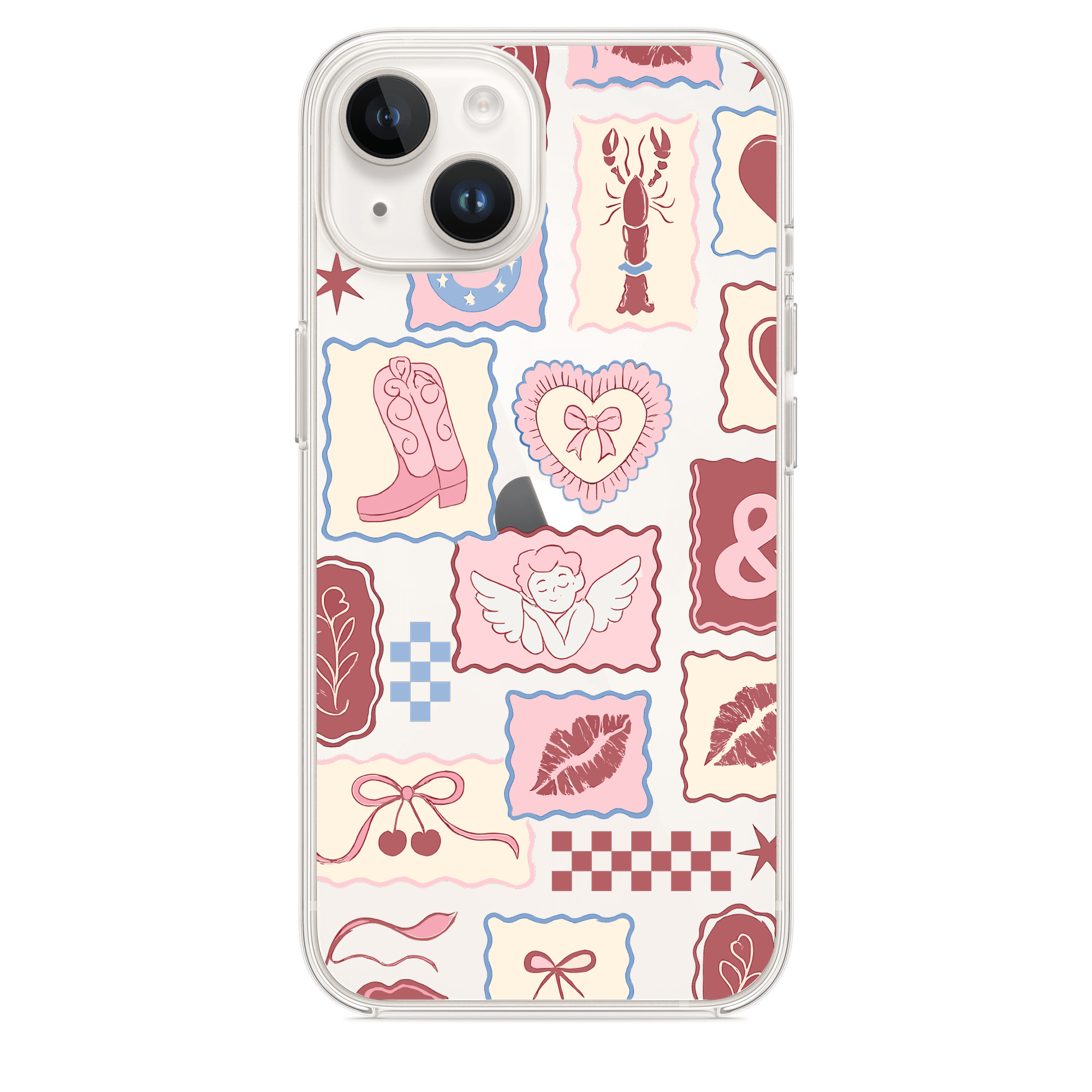 Burgundy Patchwork Telefon Kılıfı