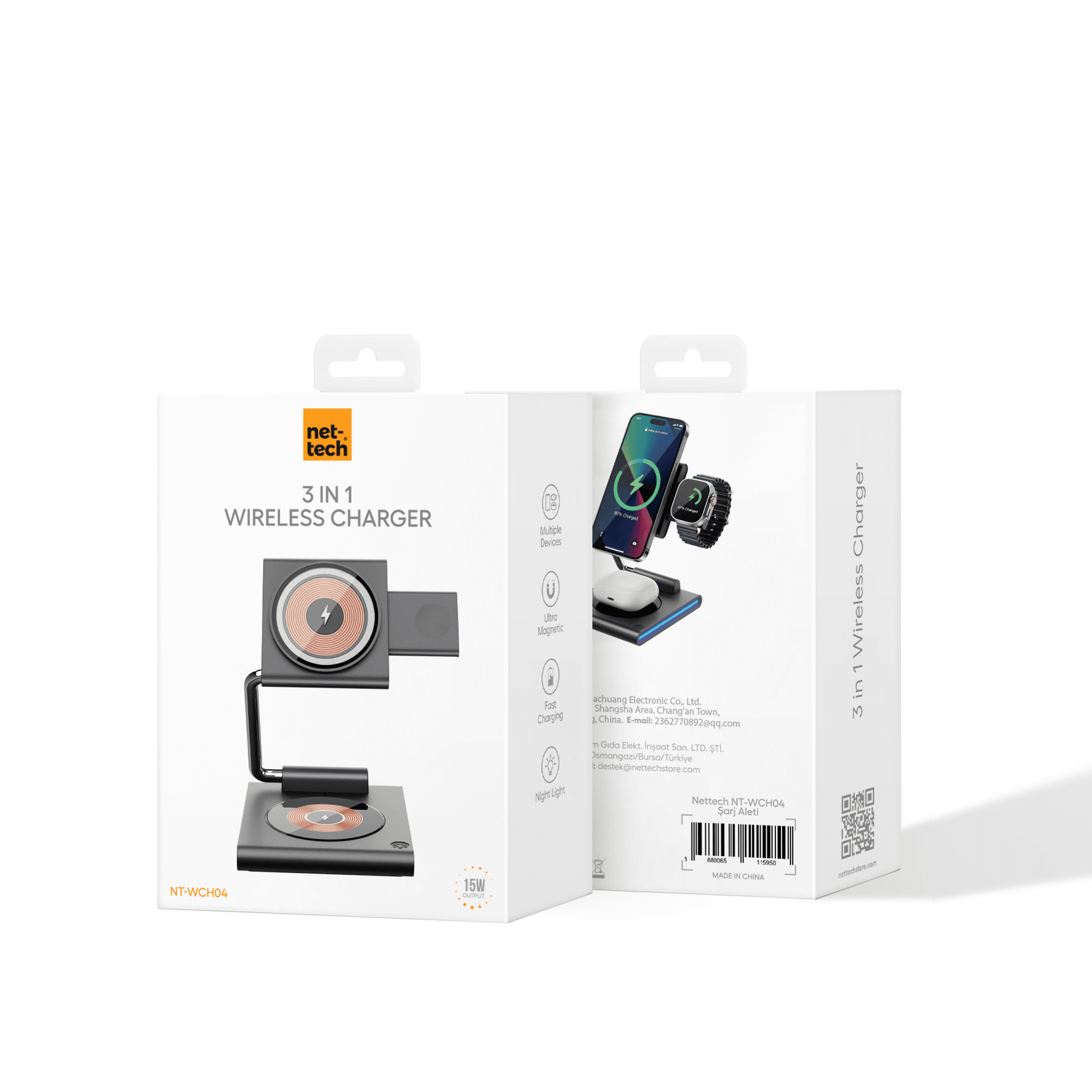 3in 1 15W Kablosuz Wireless Şarj