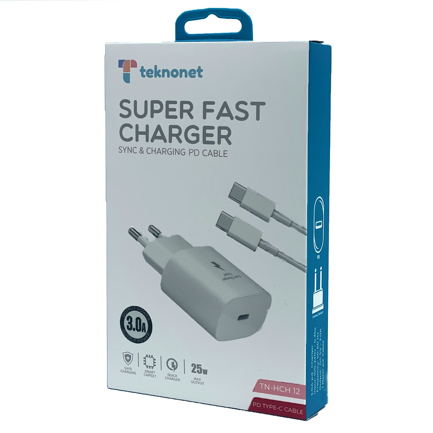 Teknonet TN-HCH12 25W 3000 mAh Type-C Kablo + Şarj Aleti (Kablo Dahil)
