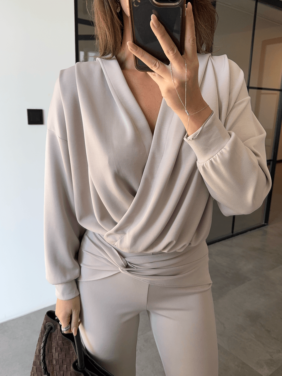 DÜĞÜMLÜ PANTOLON KRUVAZE SWEAT TAŞ MODAL TAKIM
